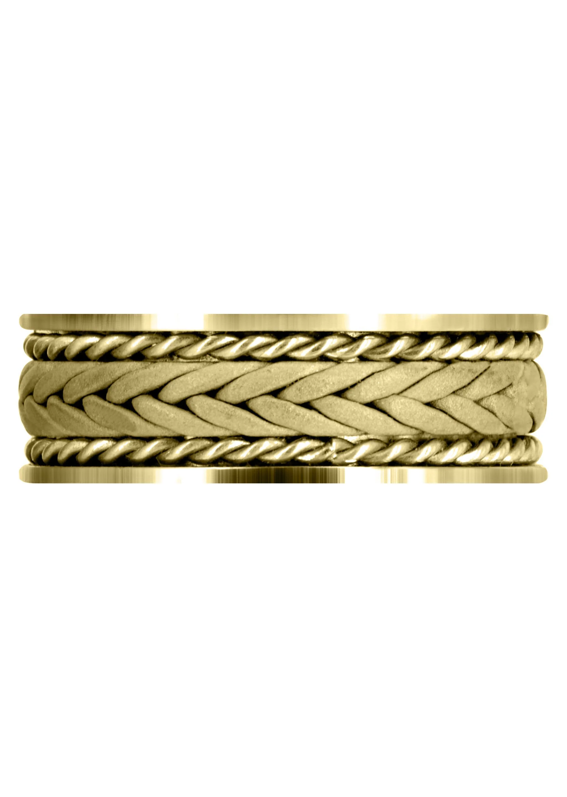 Yellow Gold Hand Woven Unique Mens Wedding Band | Sand Blast Finish (Calvin) - Image 2