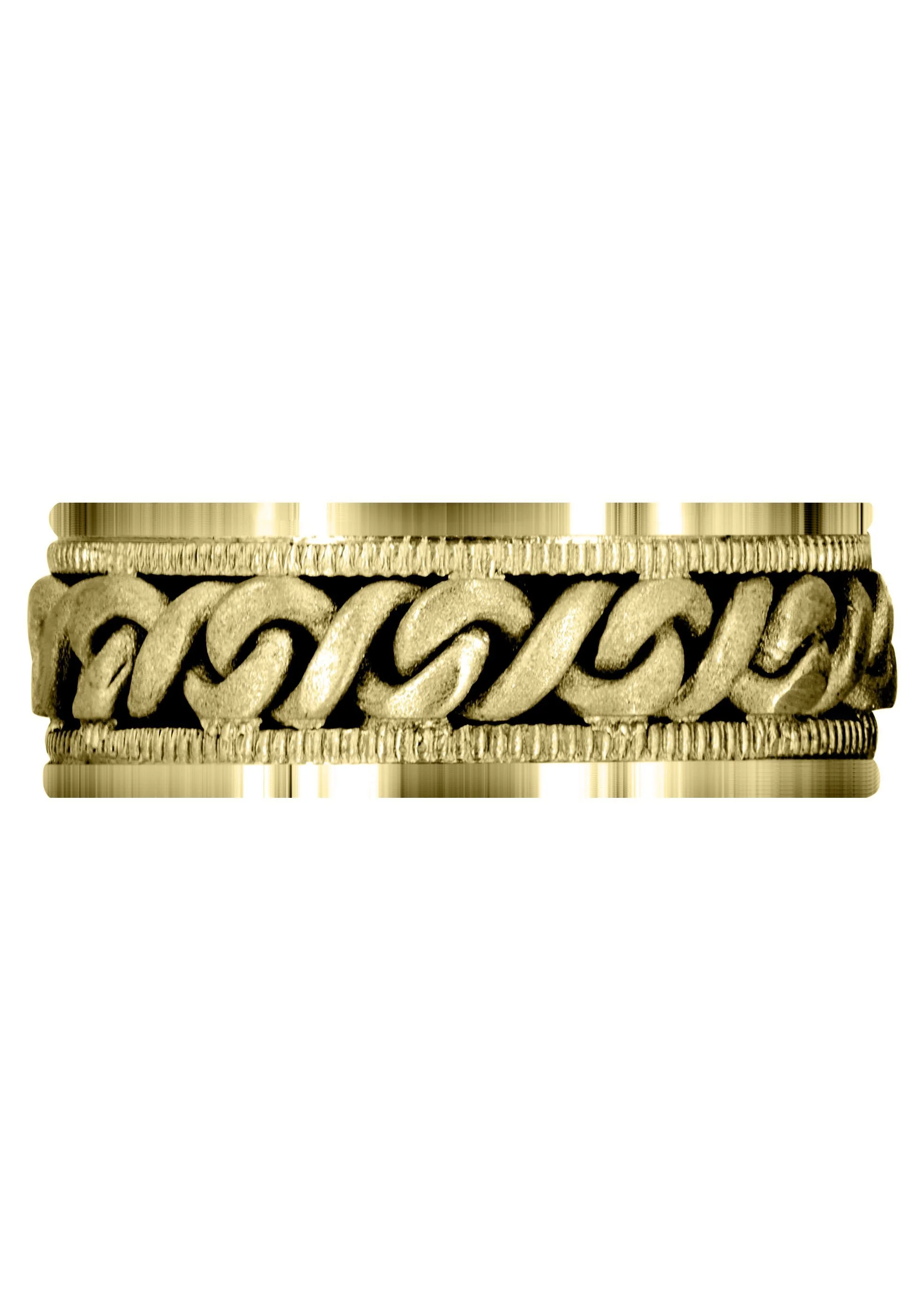 Yellow Gold Hand Woven Mens Wedding Band | Sand Blast Finish (Braxton) - Image 2