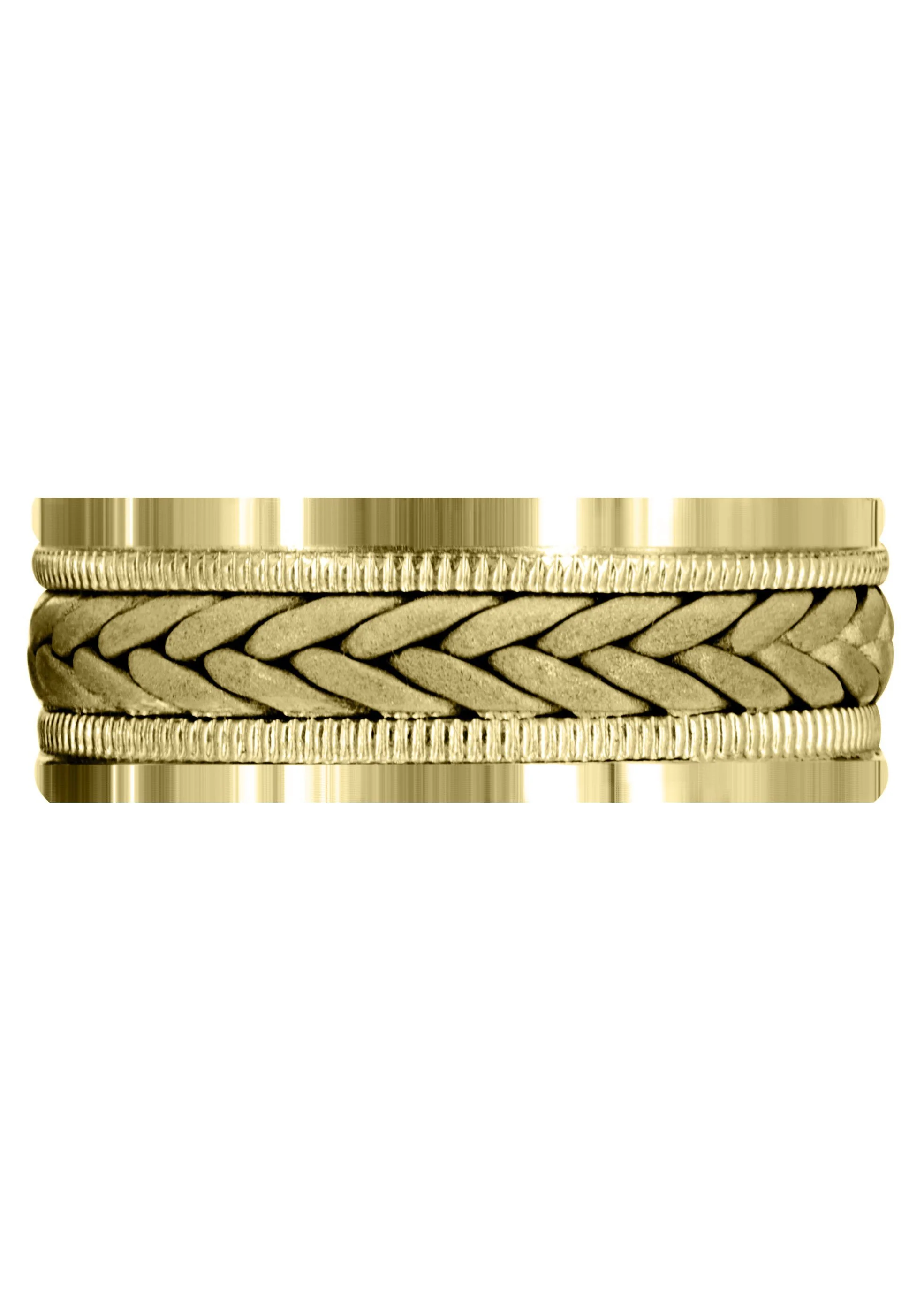 Yellow Gold Hand Woven Mens Wedding Band | Sand Blast Finish (Carson) - Image 2