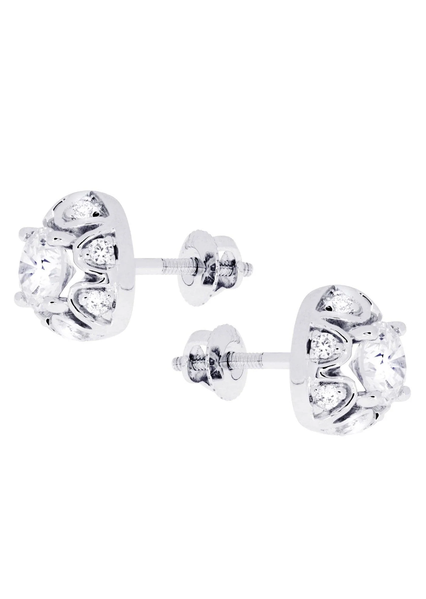 Heart Diamond Stud Earrings For Men | 14K White Gold | 0.7 Carats - Image 2