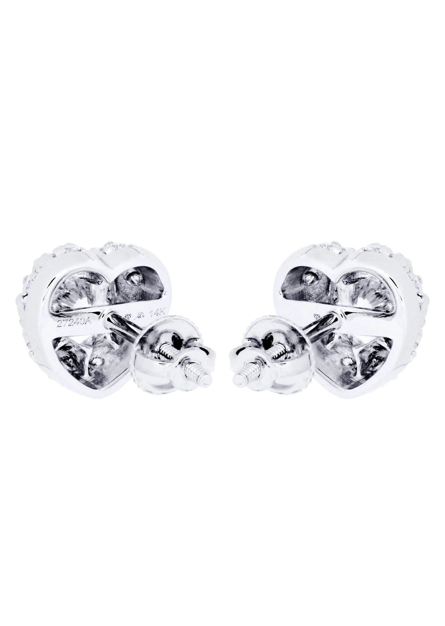Heart Diamond Stud Earrings For Men | 14K White Gold | 0.7 Carats - Image 3