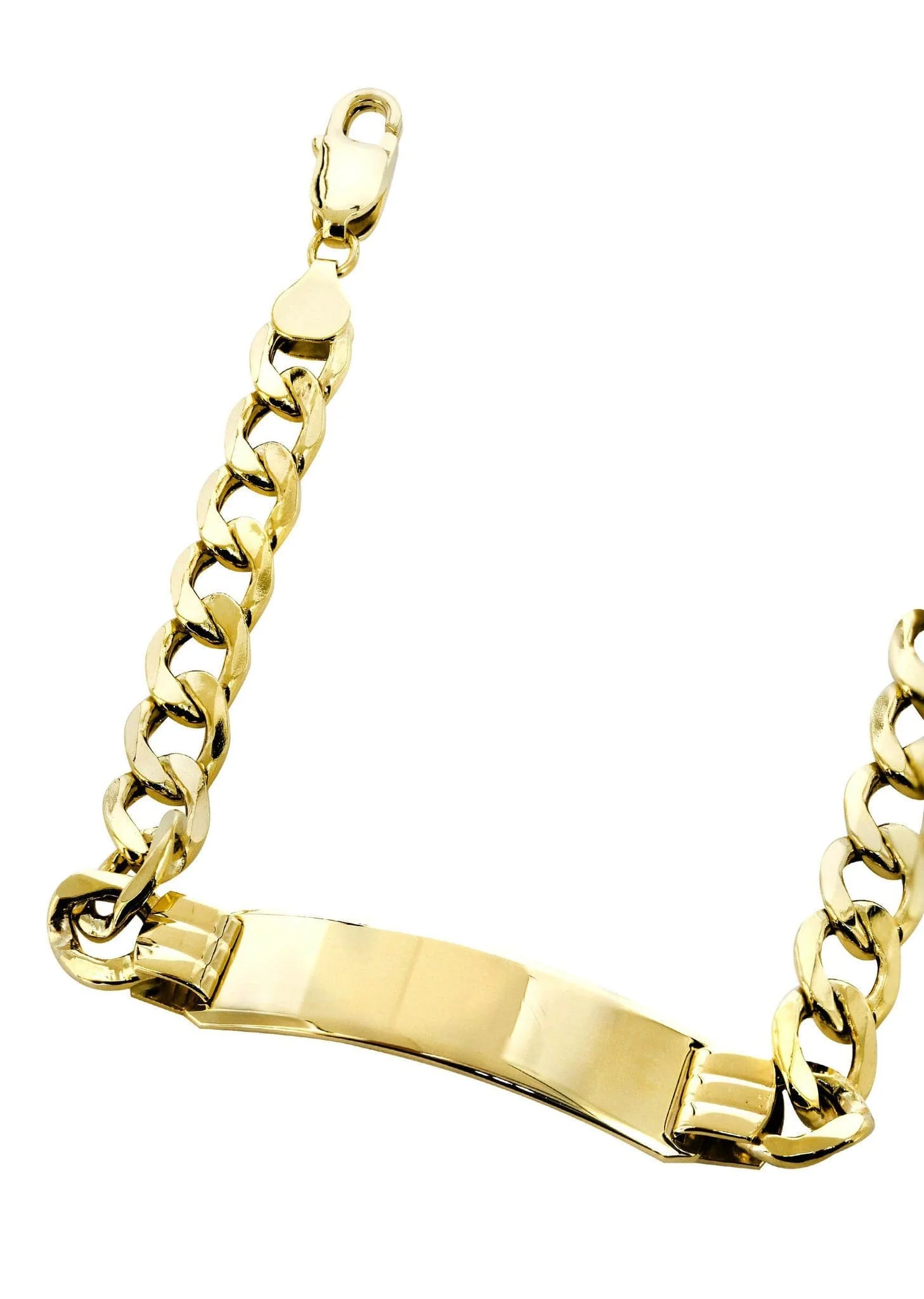 Semi Solid  Id Cuban Bracelet 10K Yellow Gold - Image 2