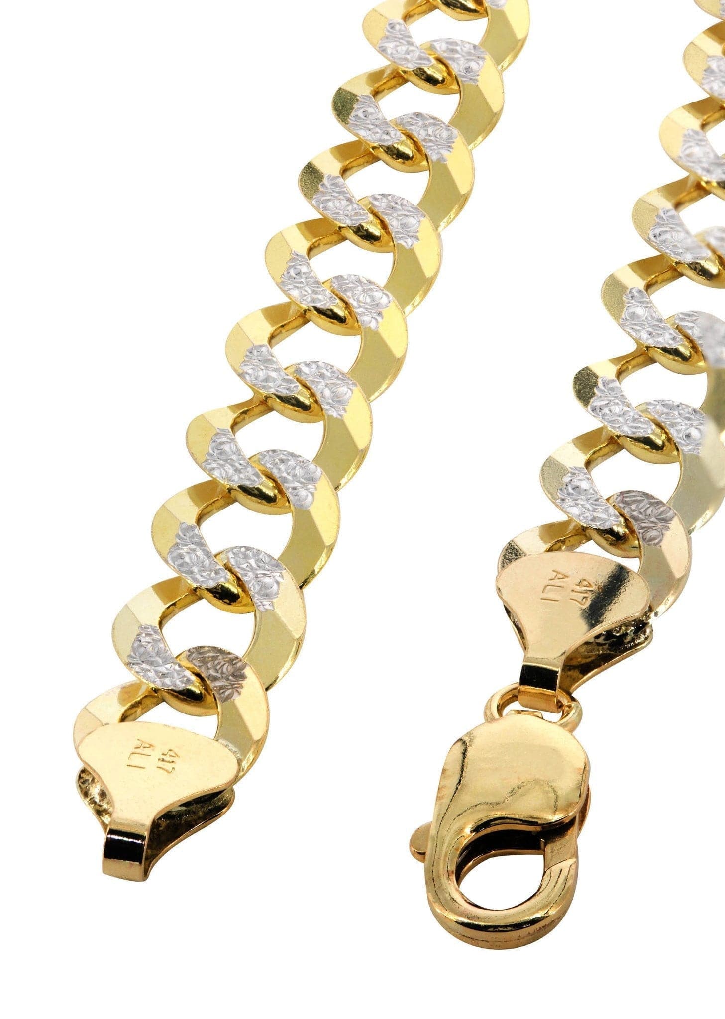 Semi Solid  Mens Diamond Cut Cuban Bracelet 10K/14K Yellow Gold - Image 2