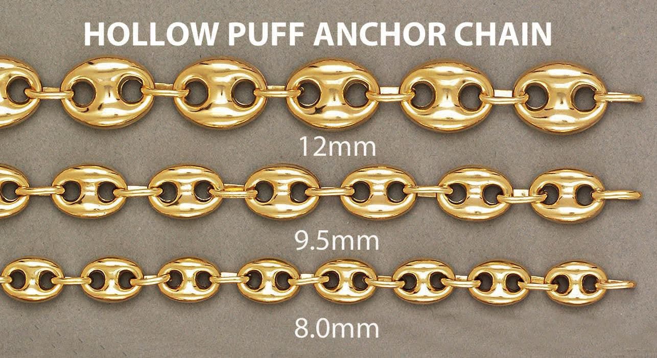 Semi Solid  Mens Puff Bracelet 10K/14K Yellow Gold - Image 4