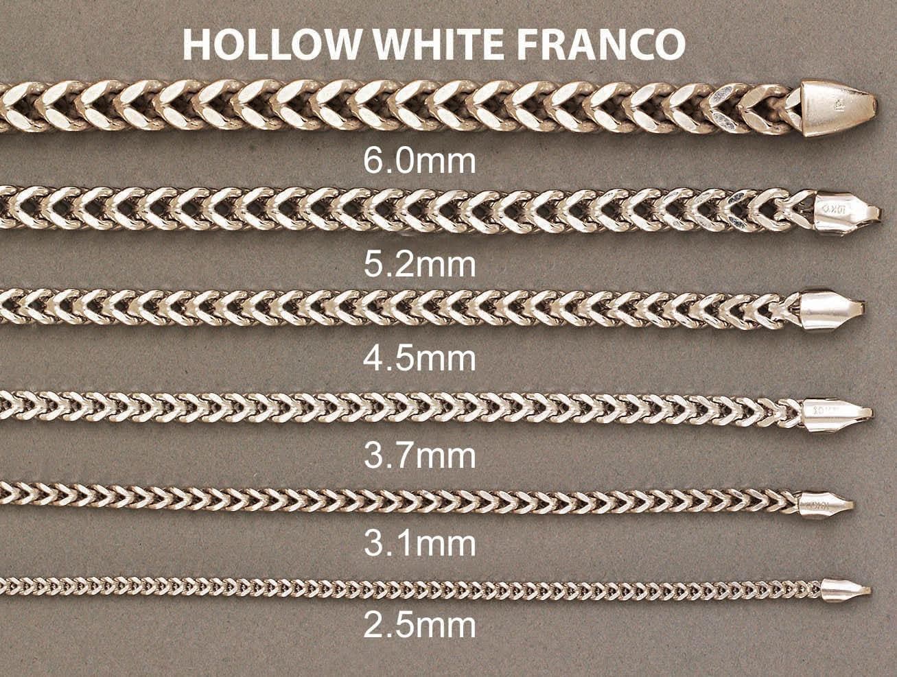 Semi Solid  Mens Franco Bracelet 10K White Gold - Image 4