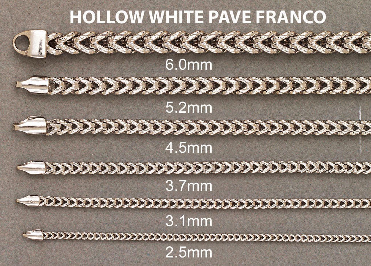 Semi Solid  Mens Diamond Cut Franco Bracelet 10K White Gold - Image 4