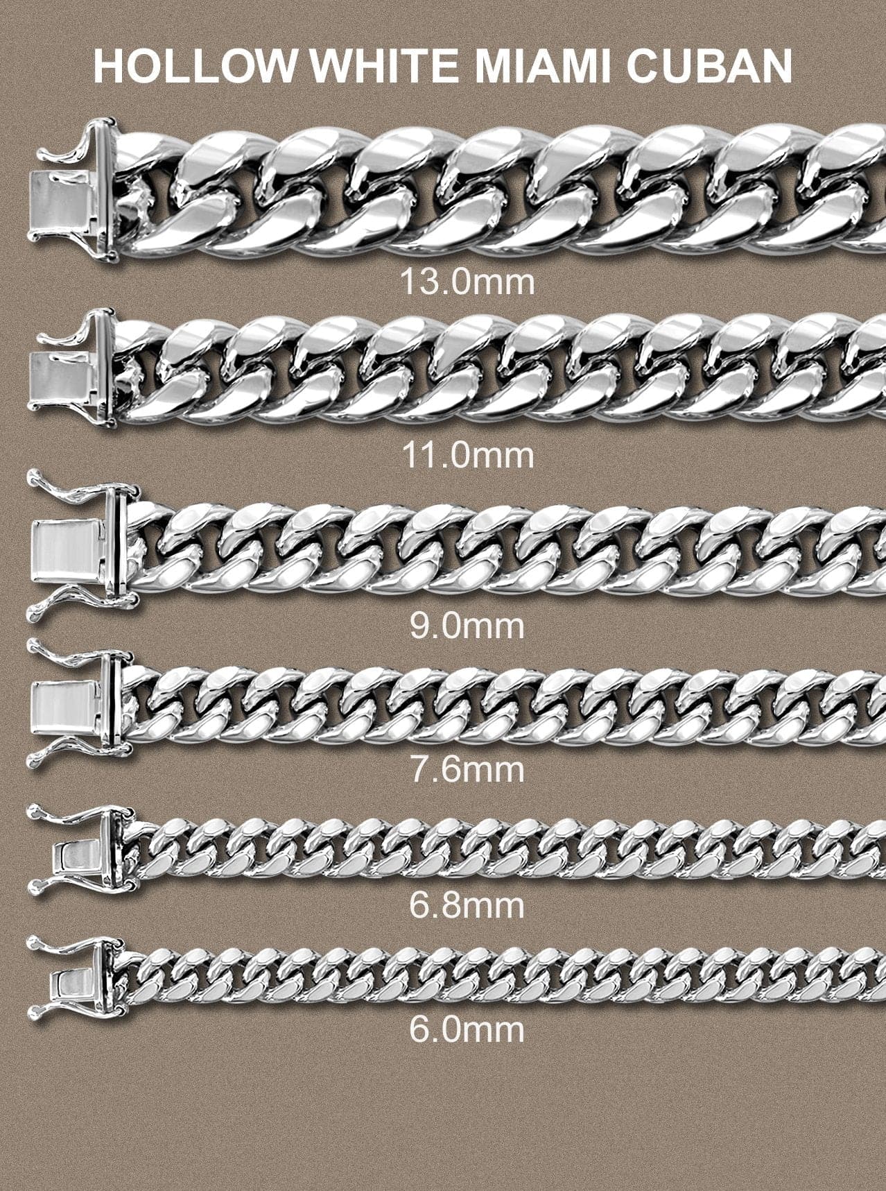 Semi Solid  Womens Miami Cuban Link Bracelet 10K/14K White Gold - Image 4