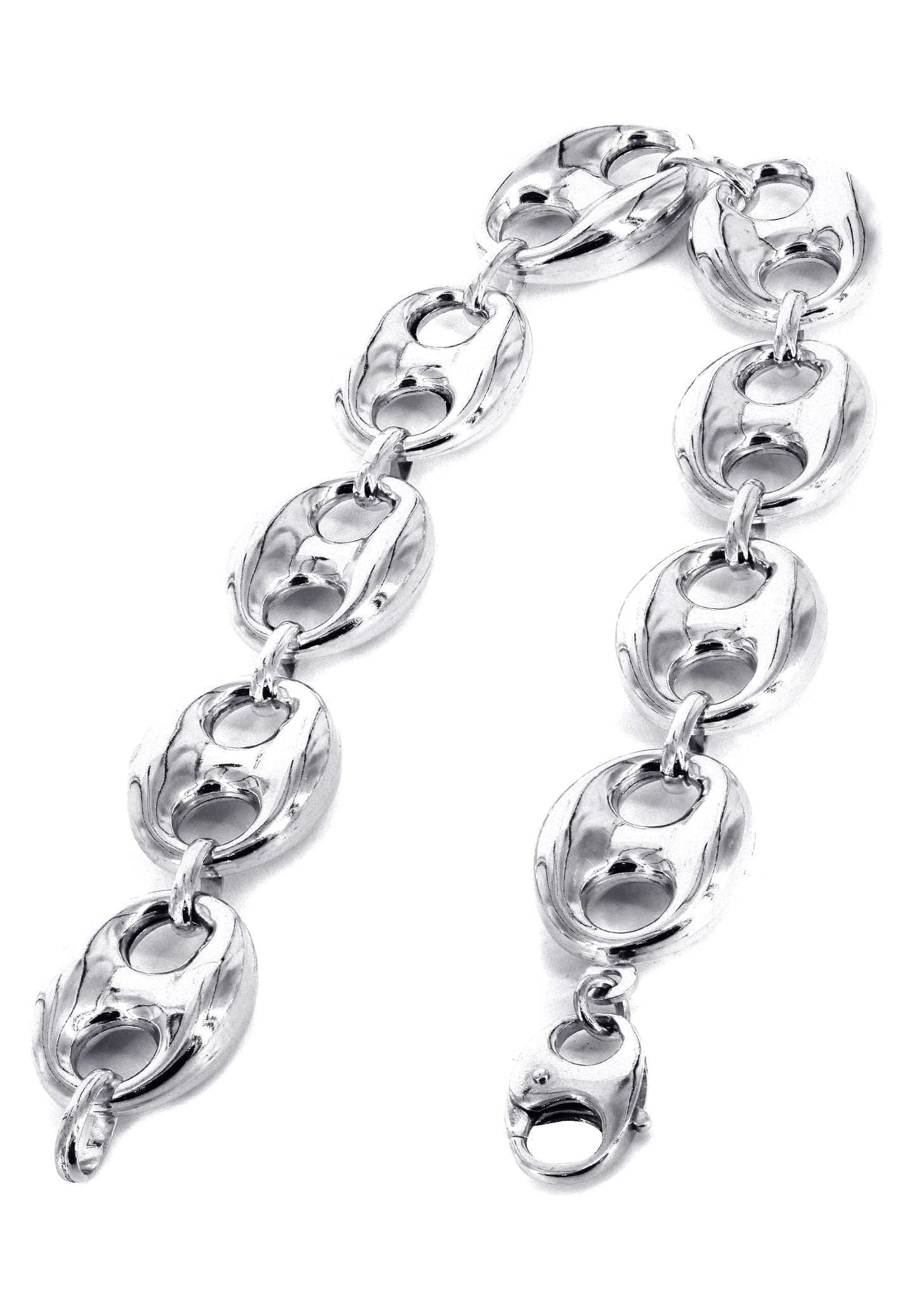 Semi Solid  Womens Puff Bracelet 10K/14K White Gold - Image 2