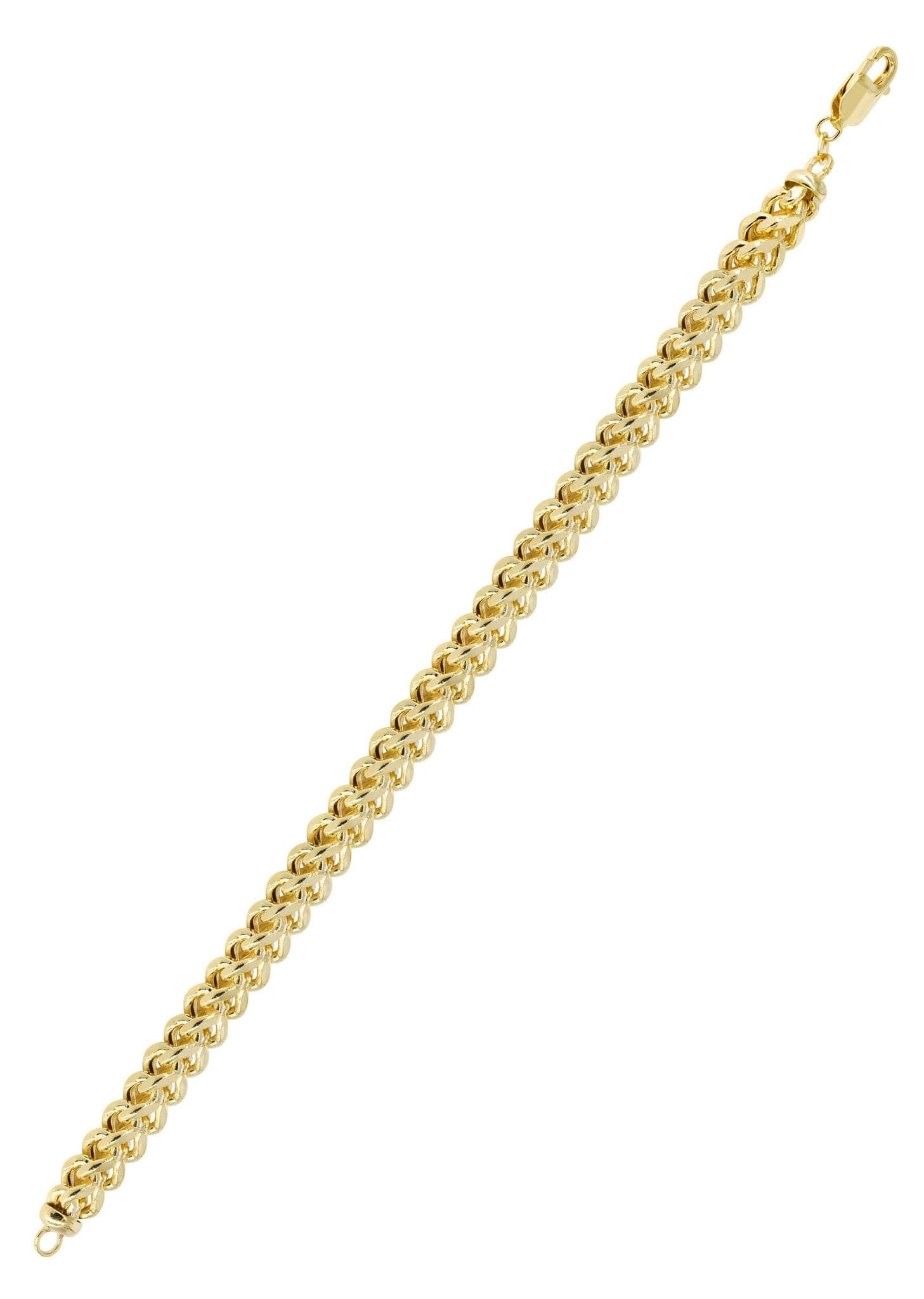 Semi Solid  Mens Franco Bracelet 10K Yellow Gold - Image 3