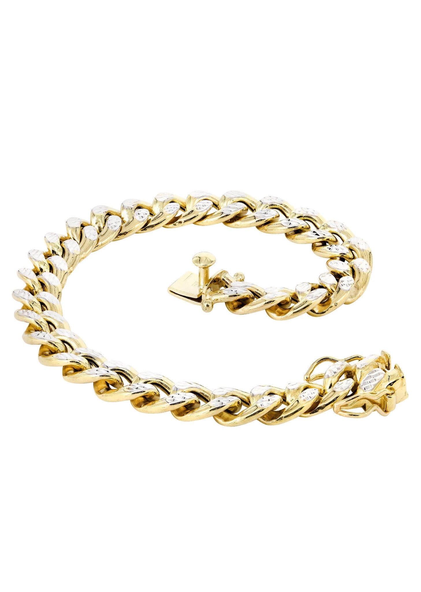 14K Gold Bracelet Semi Solid  Miami Cuban Link Diamond Cut - Image 4