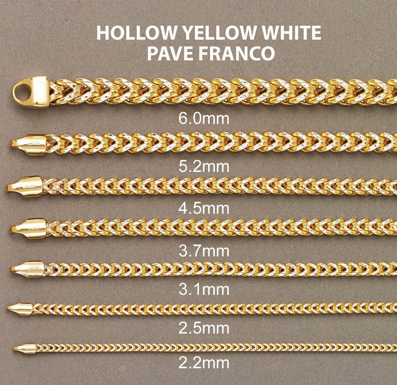 Semi Solid  Mens Diamond Cut Franco Bracelet 10K Yellow Gold - Image 4