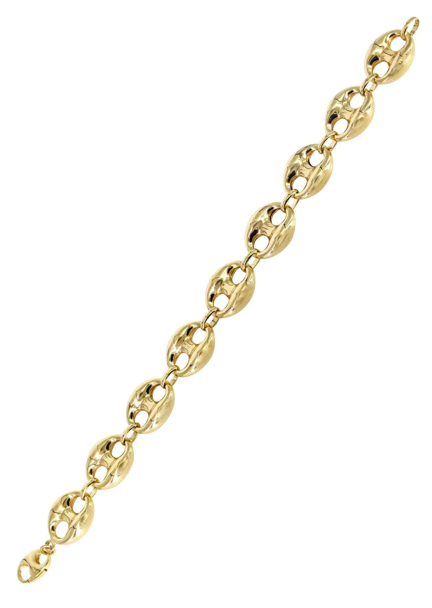Semi Solid  Mens Puff Bracelet 10K Yellow Gold - Image 3