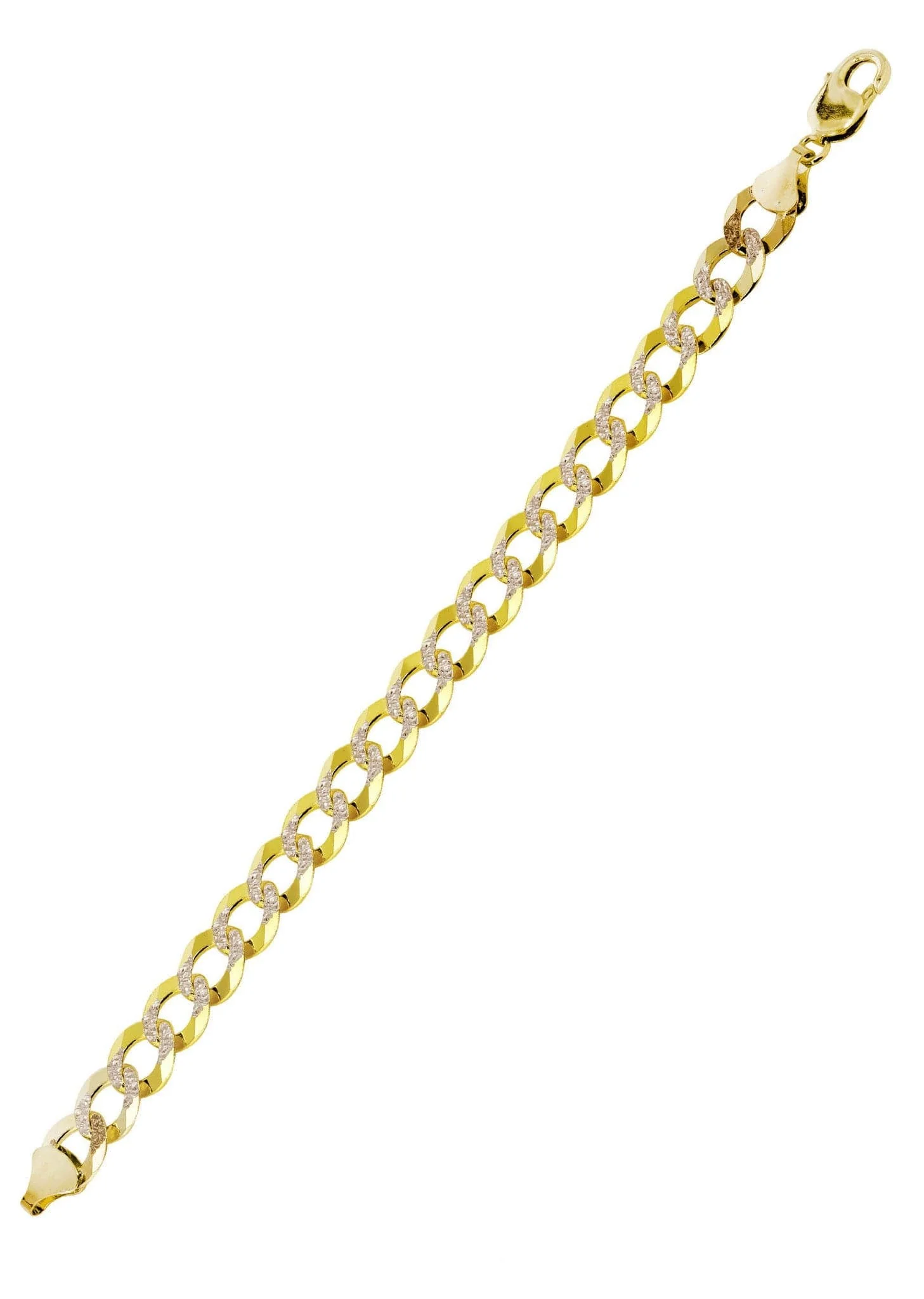 Semi Solid  Mens Diamond Cut Cuban Bracelet 10K Yellow Gold - Image 3