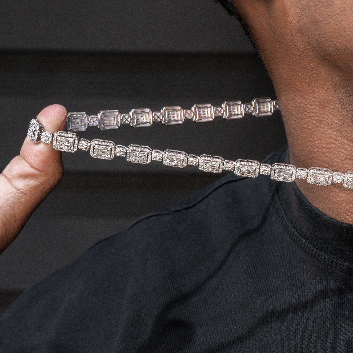High End Jewelry - Iced Out Diamond Baguette Tennis Chain - Image 3