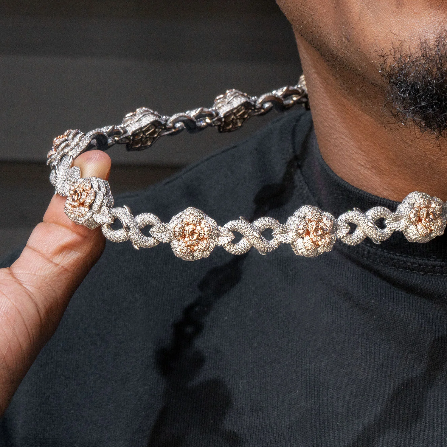 High End Jewelry - Iced Out Diamond Roses and Thorns Chain - Image 3
