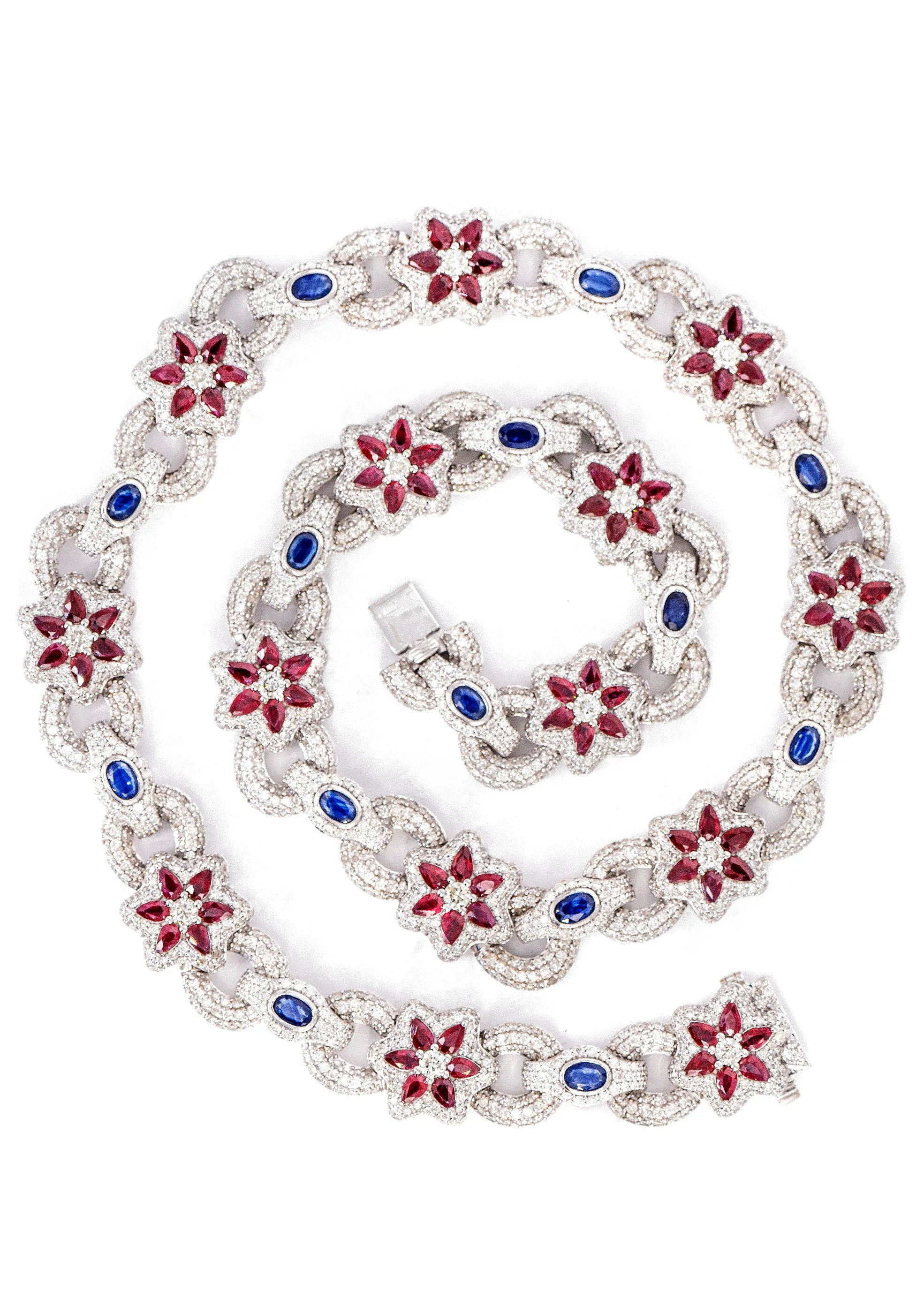 High End Jewelry -  Iced Out Ruby & Sapphire Chain - Image 6