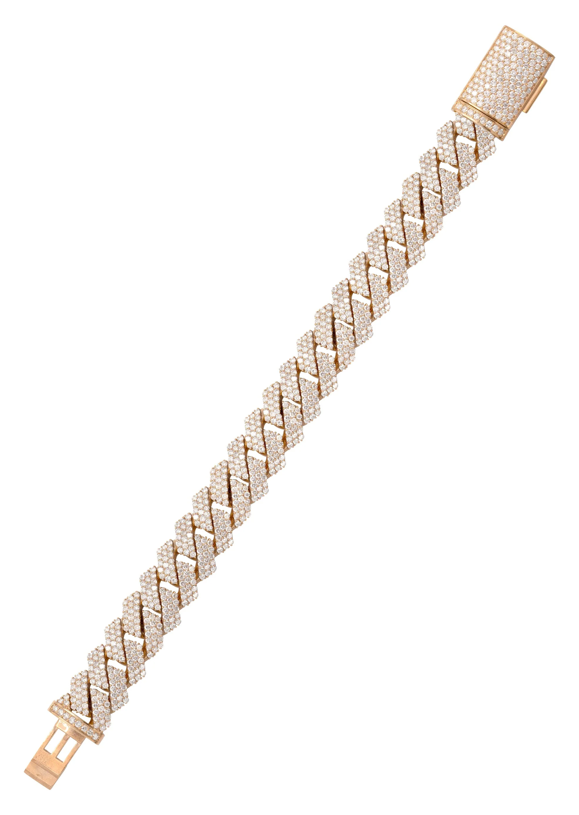Iced Out Diamond Prong Cuban Link Rose Gold Bracelet 10K/14K - Image 2