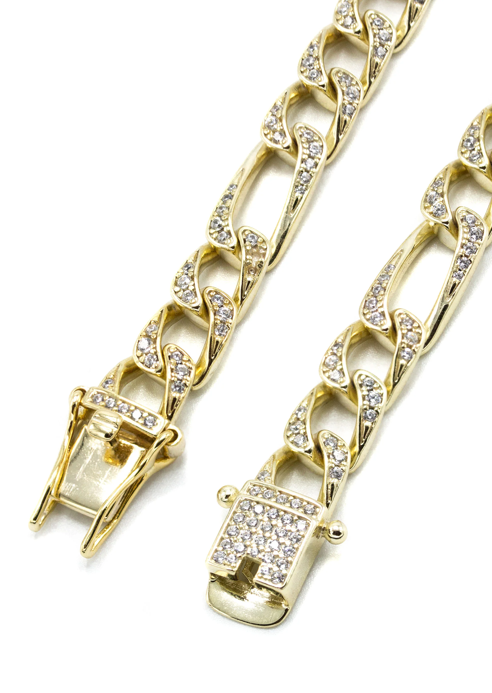 Silver Chain -  Gold Iced Out Figaro Chain - Image 4