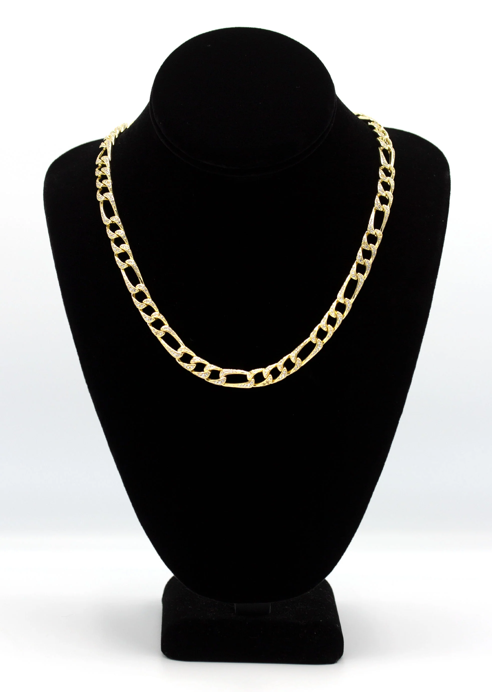 Silver Chain -  Gold Iced Out Figaro Chain - Image 5