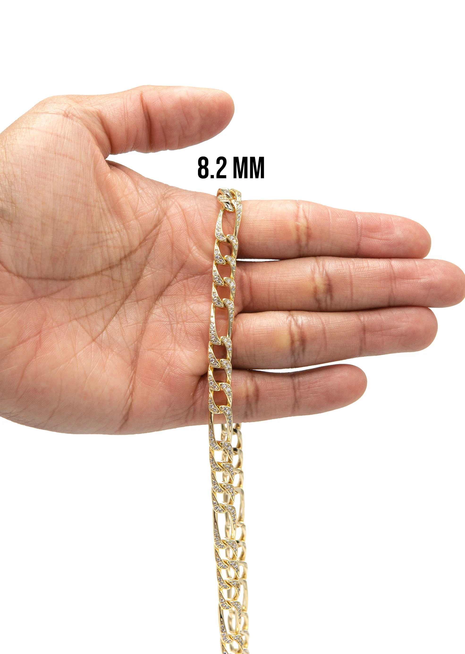 Silver Chain -  Gold Iced Out Figaro Chain - Image 6