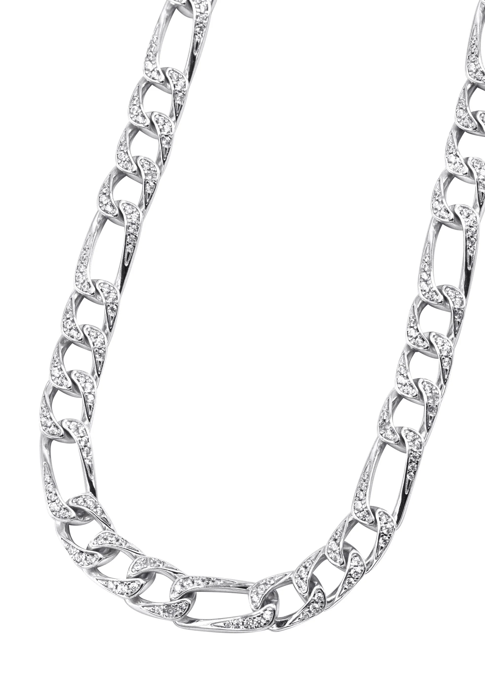 Silver Chain -  Iced Out Figaro Chain
