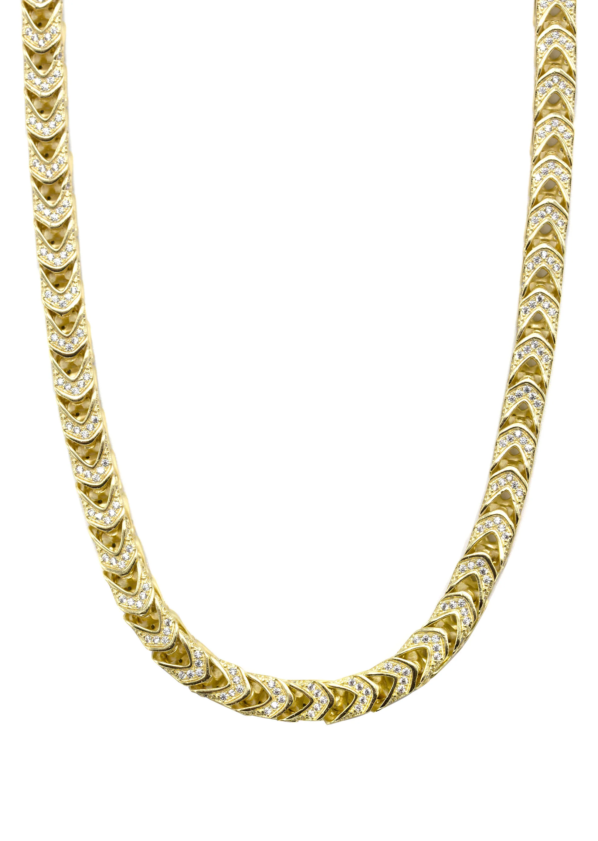 Silver Chain -  Gold Iced Out Franco Chain - Image 2