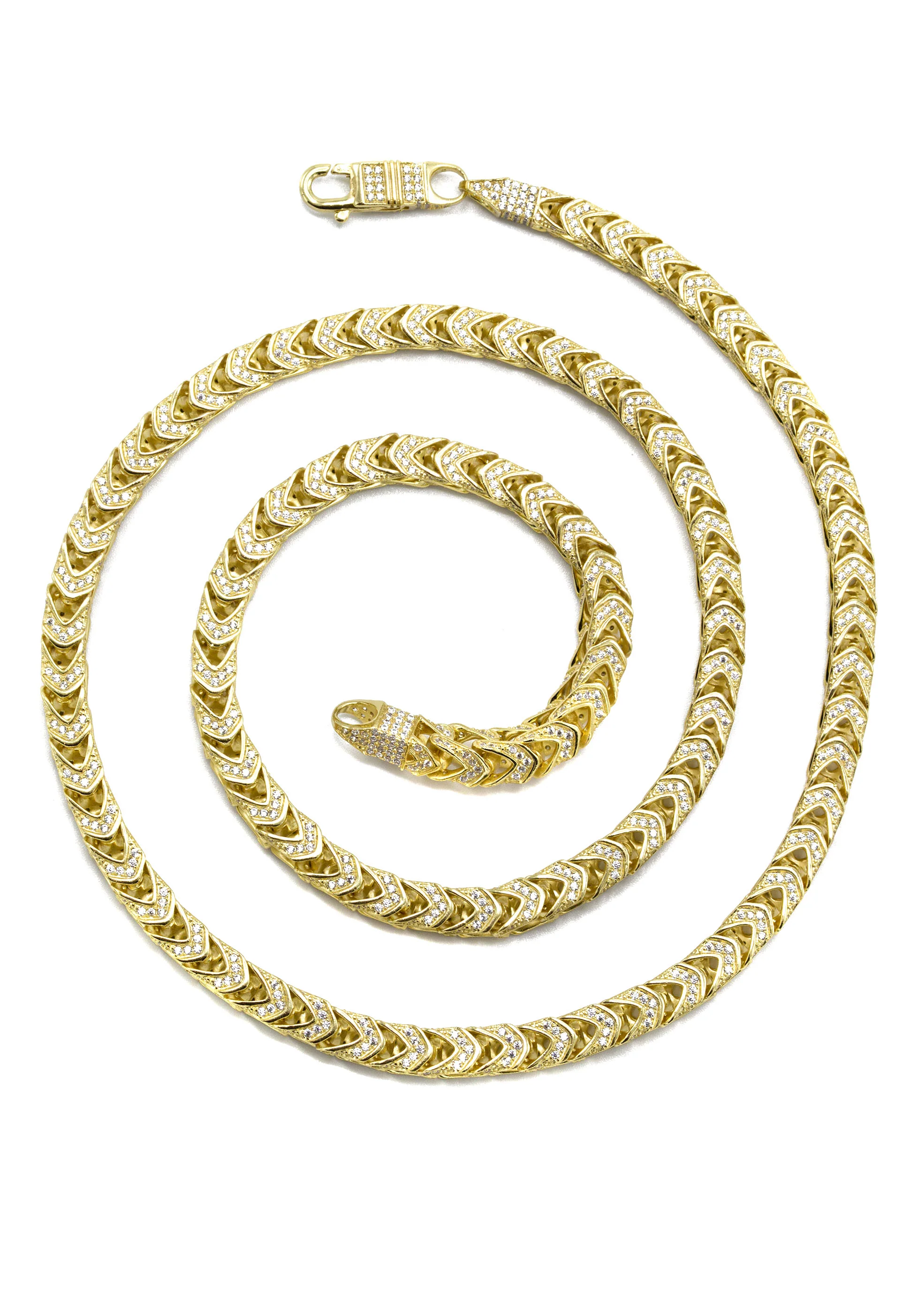Silver Chain -  Gold Iced Out Franco Chain - Image 3