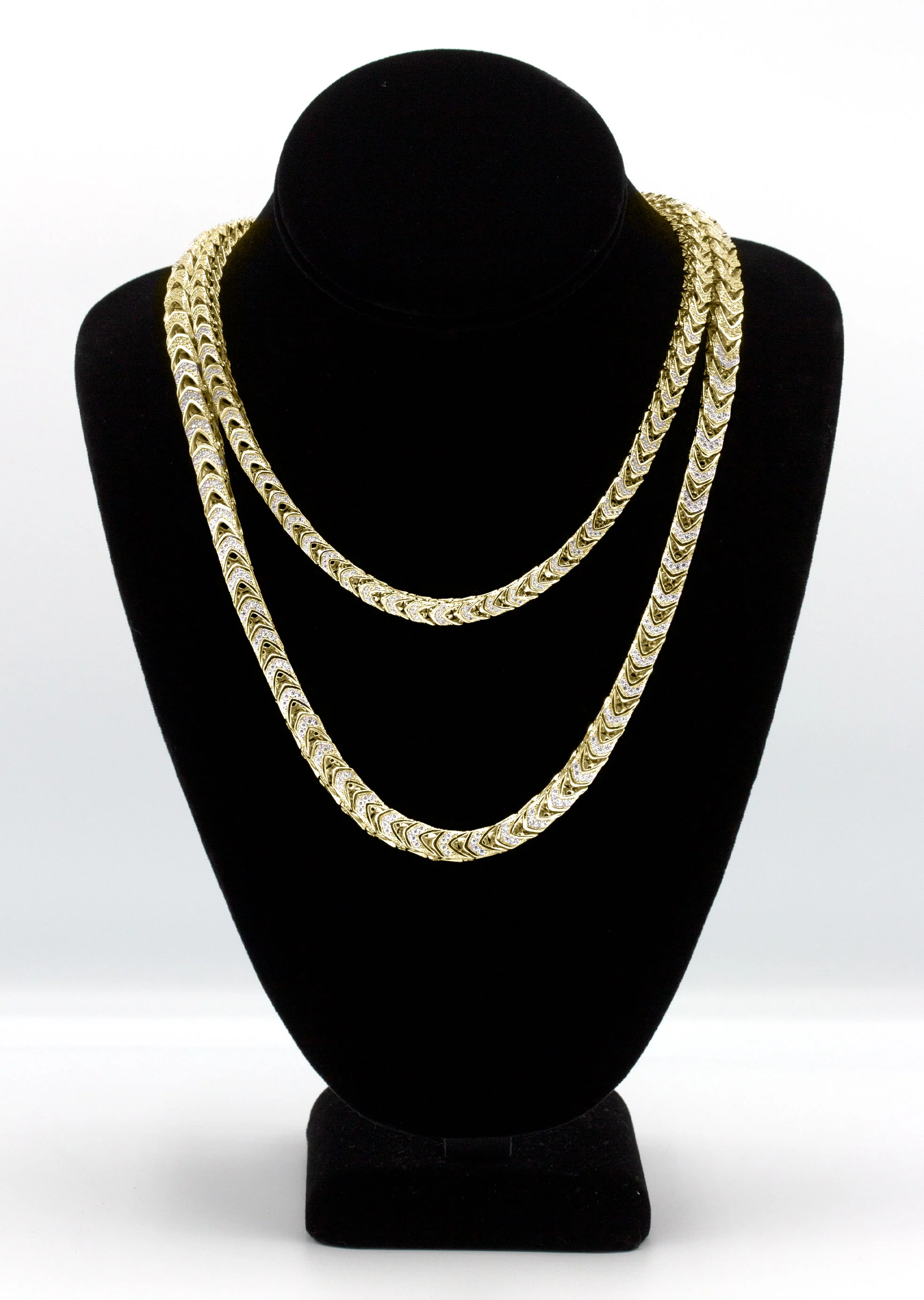 Silver Chain -  Gold Iced Out Franco Chain - Image 5