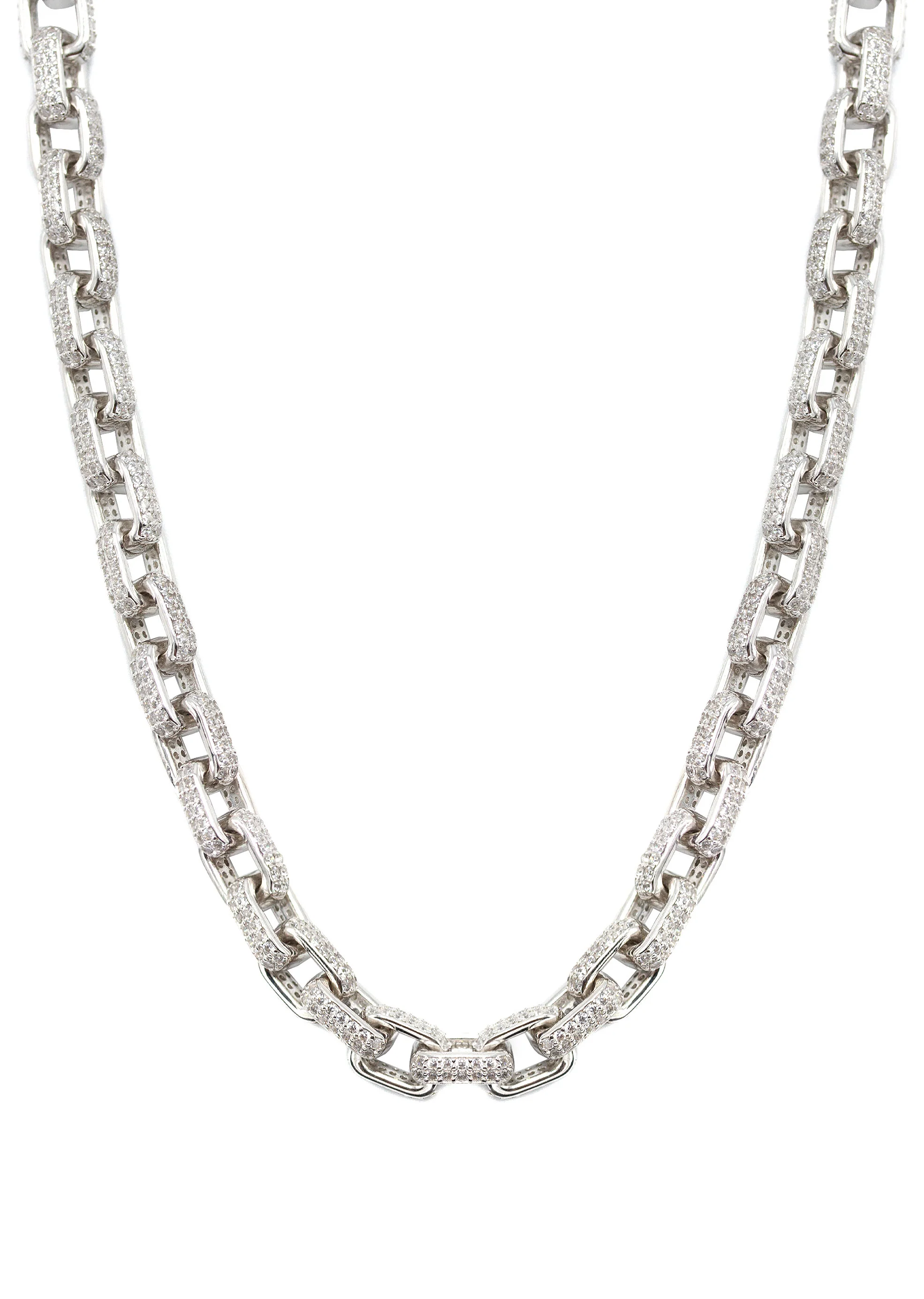 Silver Chain -  Iced Out Hermes Chain Silver - Image 2