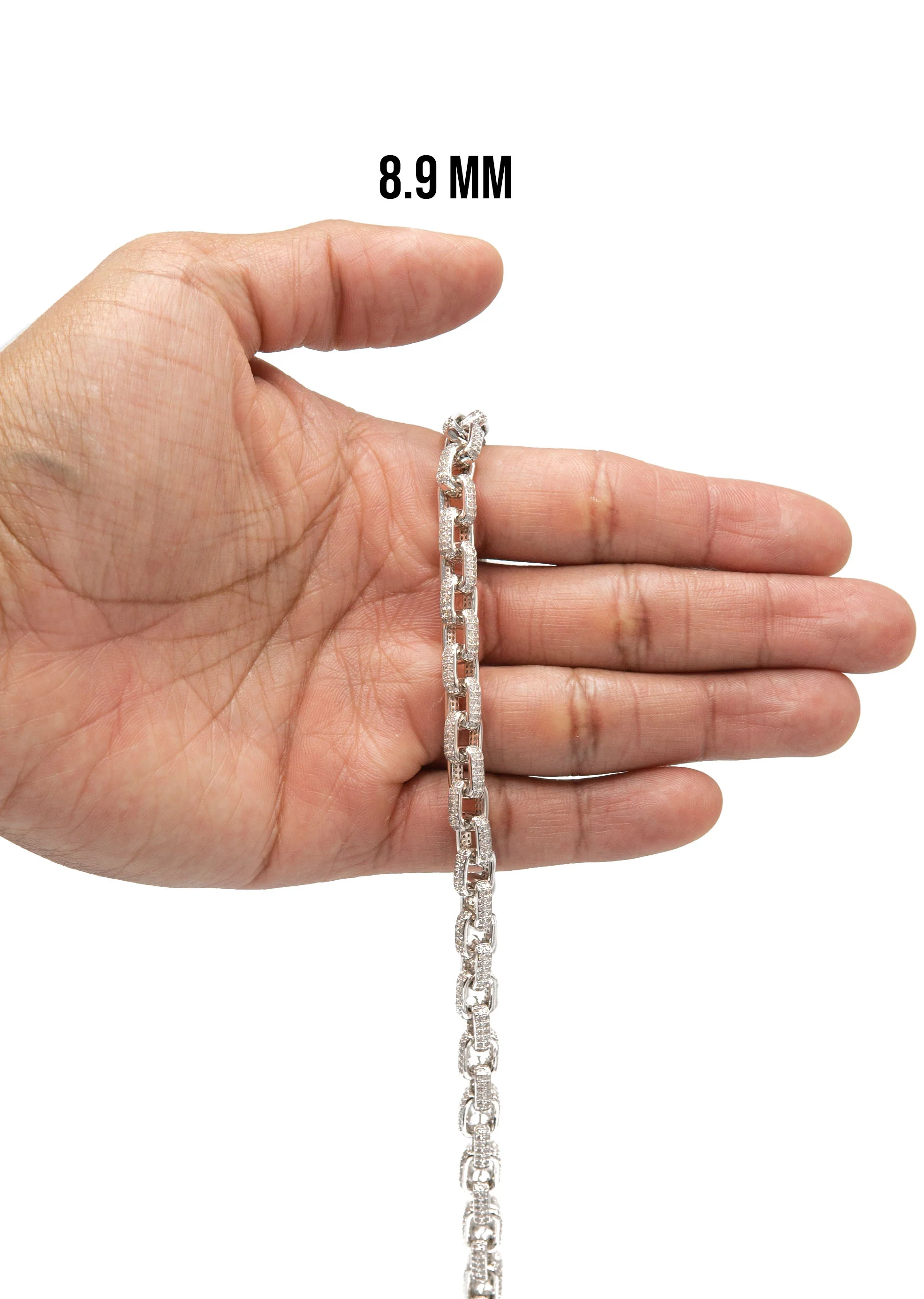 Silver Chain -  Iced Out Hermes Chain Silver - Image 6