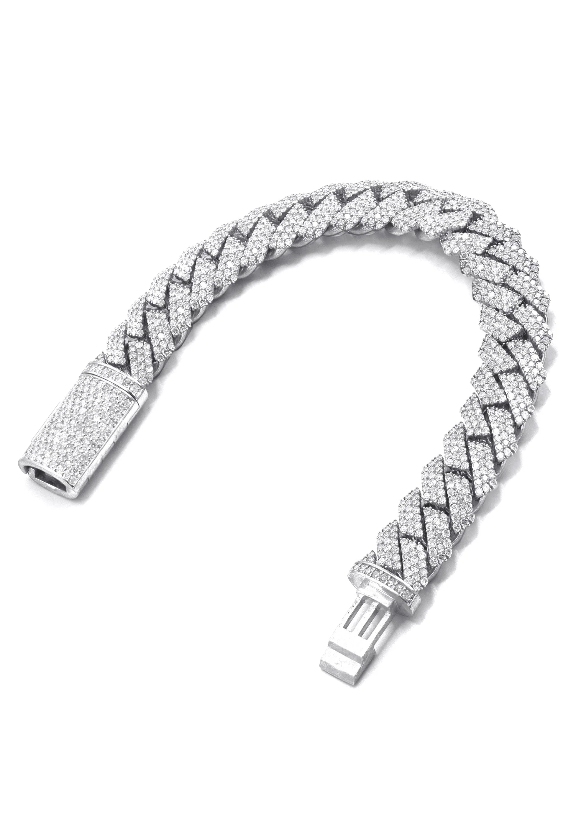 Iced Out Lab Grown VVS Diamond Prong Cuban Link White Gold Bracelet 10K/14K - Image 3
