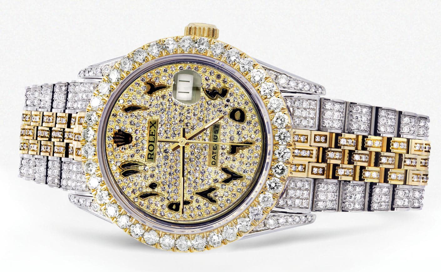 Iced Out Rolex Datejust 36 MM | Two Tone | 10 Carats of Diamonds | Full Diamond Arabic Diamond Dial - Image 2