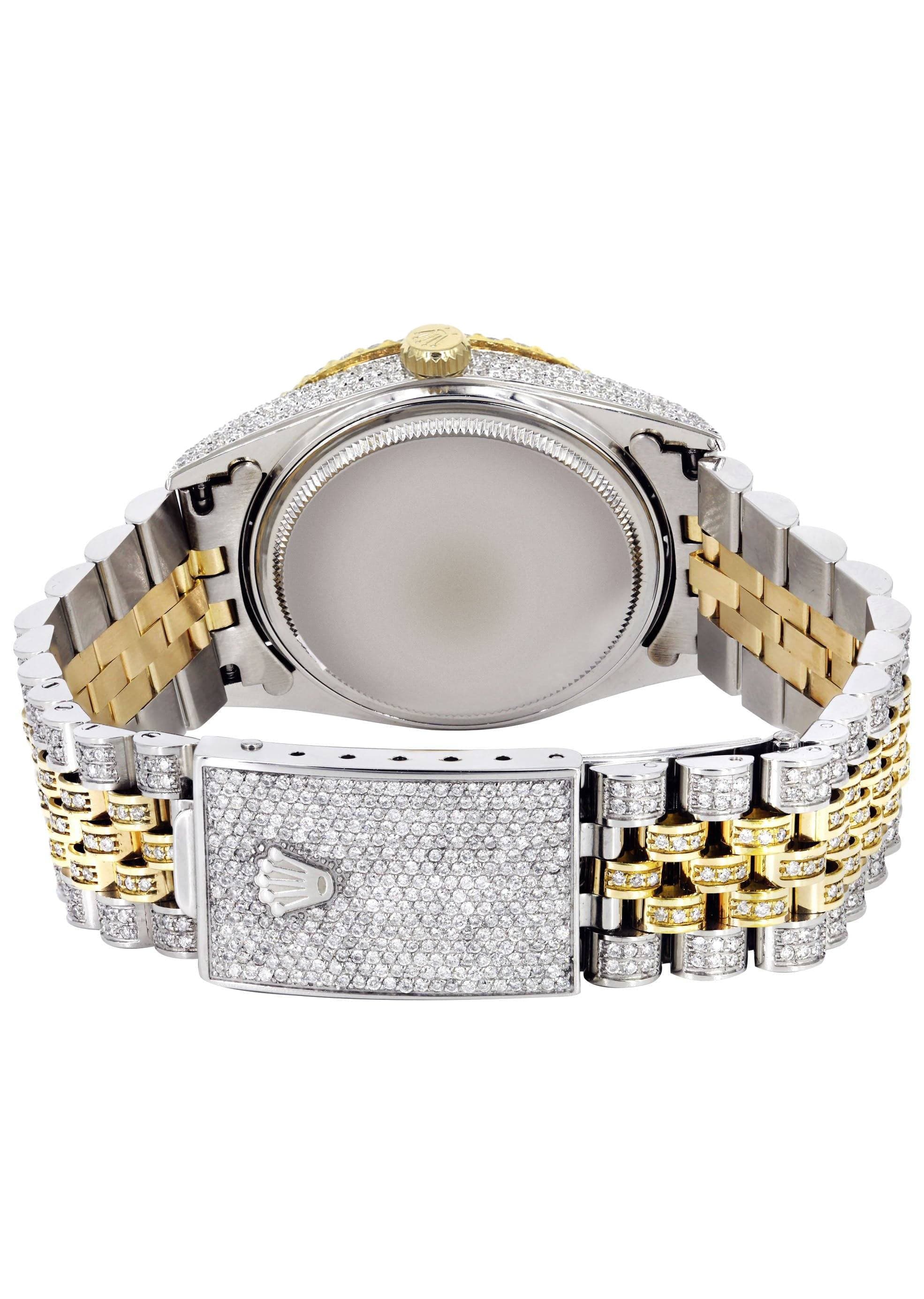 Iced Out Rolex Datejust 36 MM | Two Tone | 10 Carats of Diamonds | Red Roman Diamond Dial - Image 5