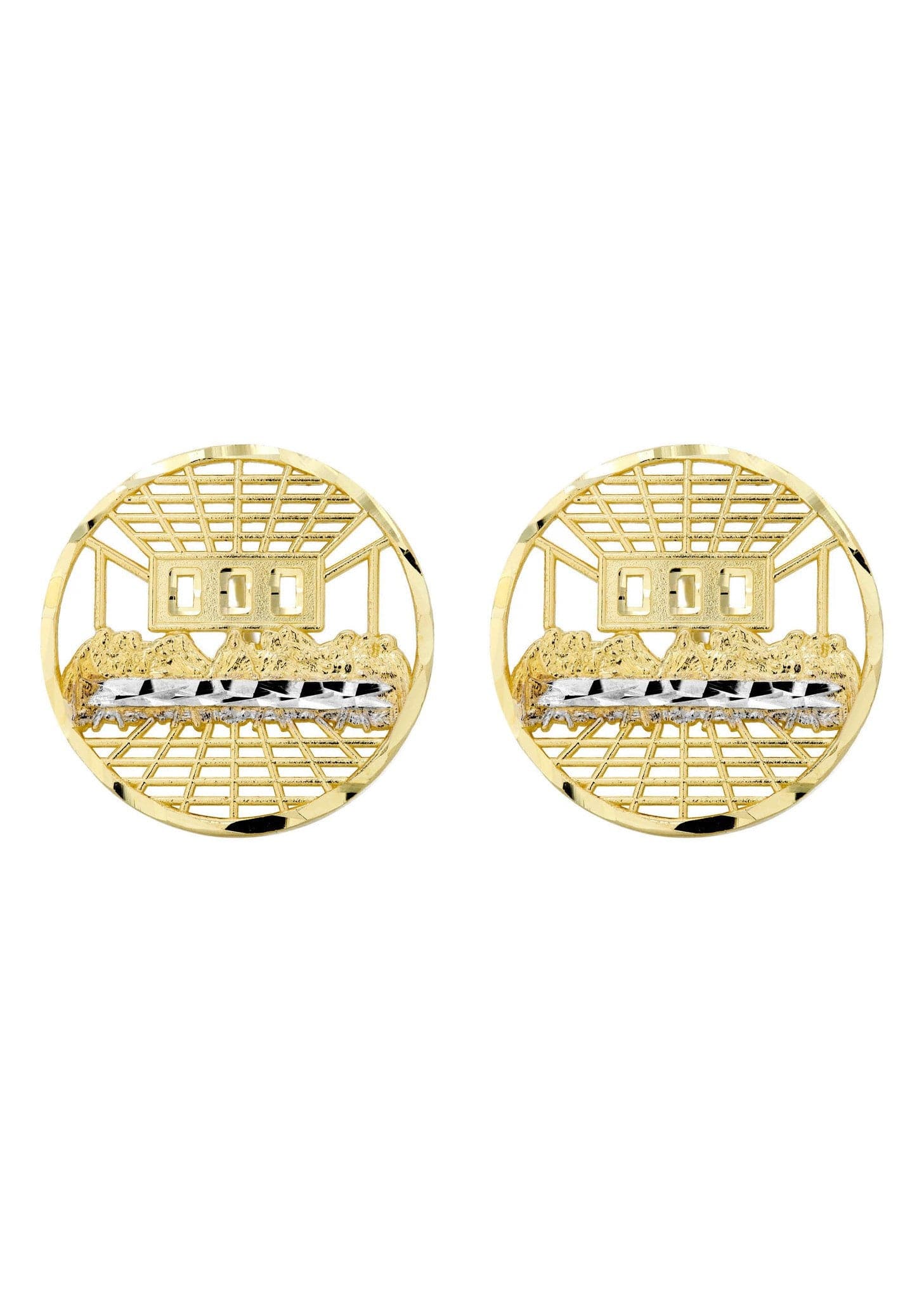 Last Supper 10K Yellow Gold Studs | Appx. Diameter 0.75 Inches