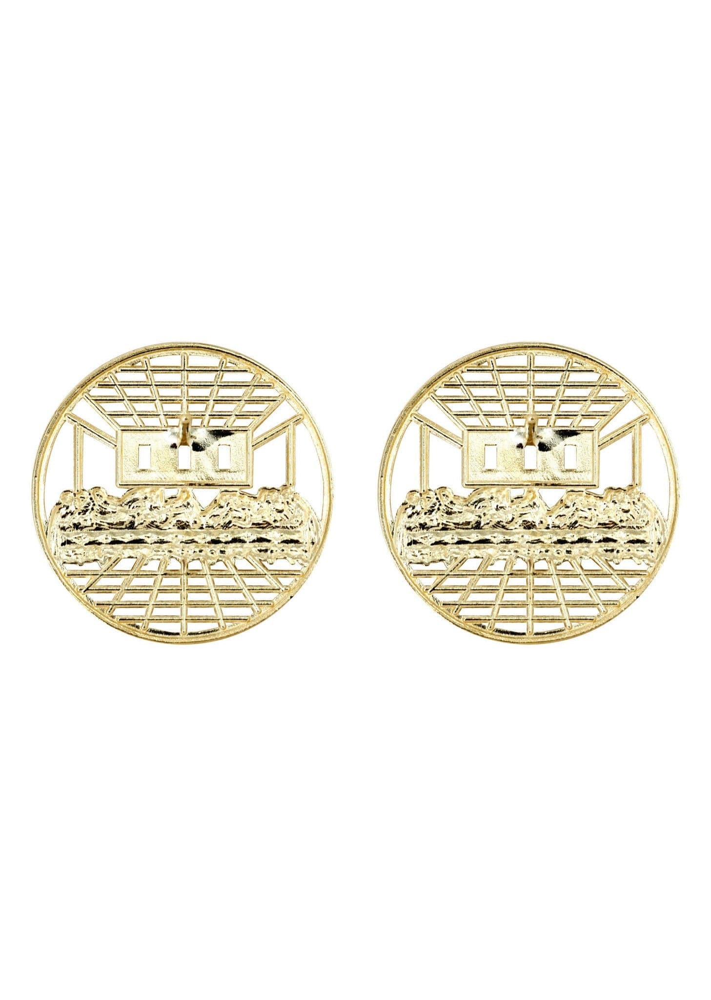 Last Supper 10K Yellow Gold Studs | Appx. Diameter 0.75 Inches - Image 2