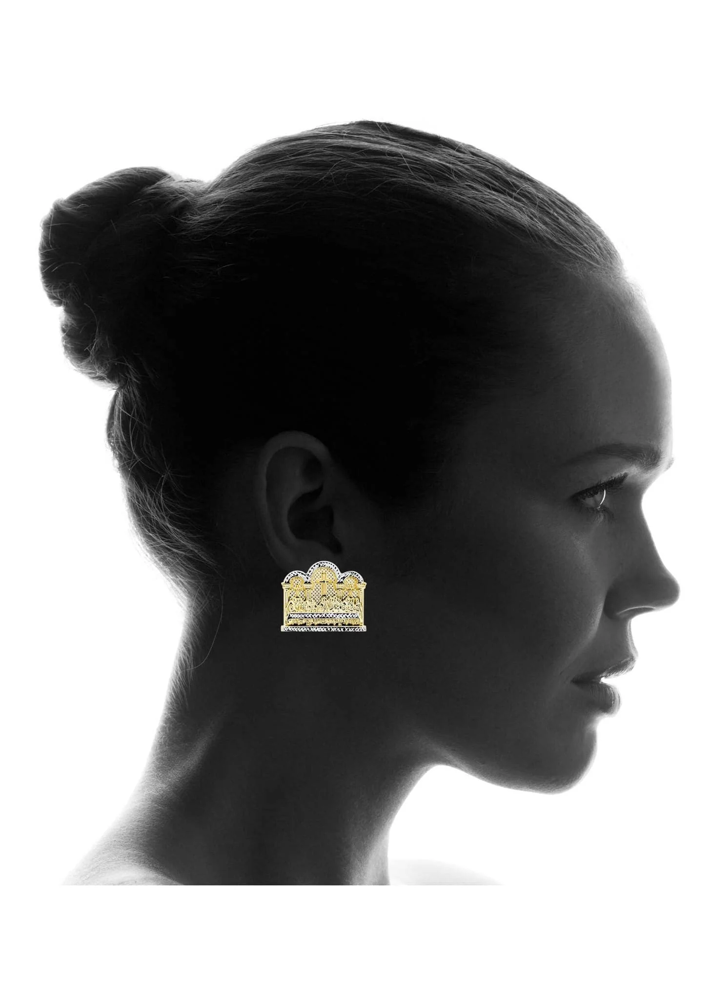 Last Supper 10K Yellow Gold Studs | Appx. Diameter 1.4 Inches - Image 4