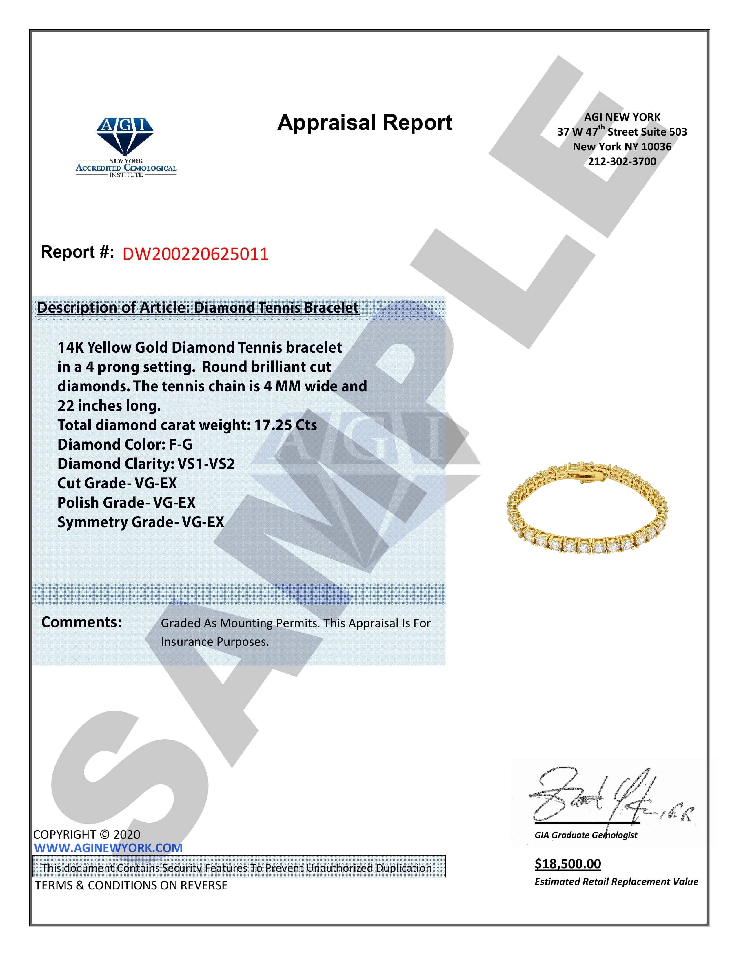 Mens Blue Diamond Gold Tennis Bracelet - Image 6