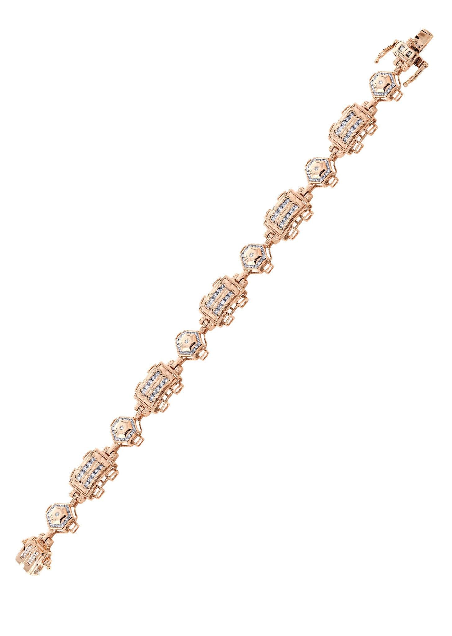 Mens Diamond Bracelet Rose Gold| 3.45 Carats| 28.8 Grams - Image 4
