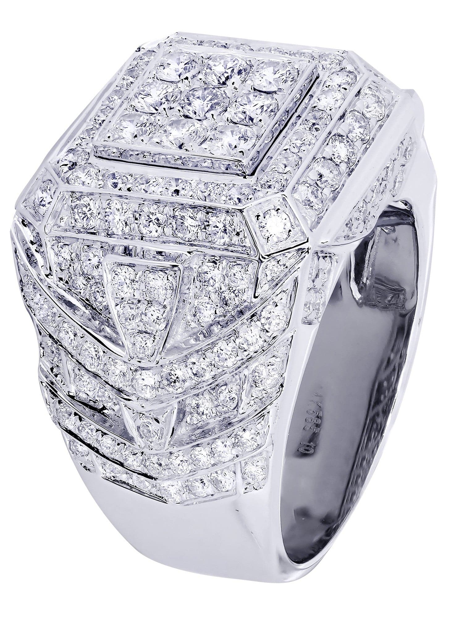 White Gold Mens Diamond Ring| 3.4 Carats| 17.9 Grams - Image 2