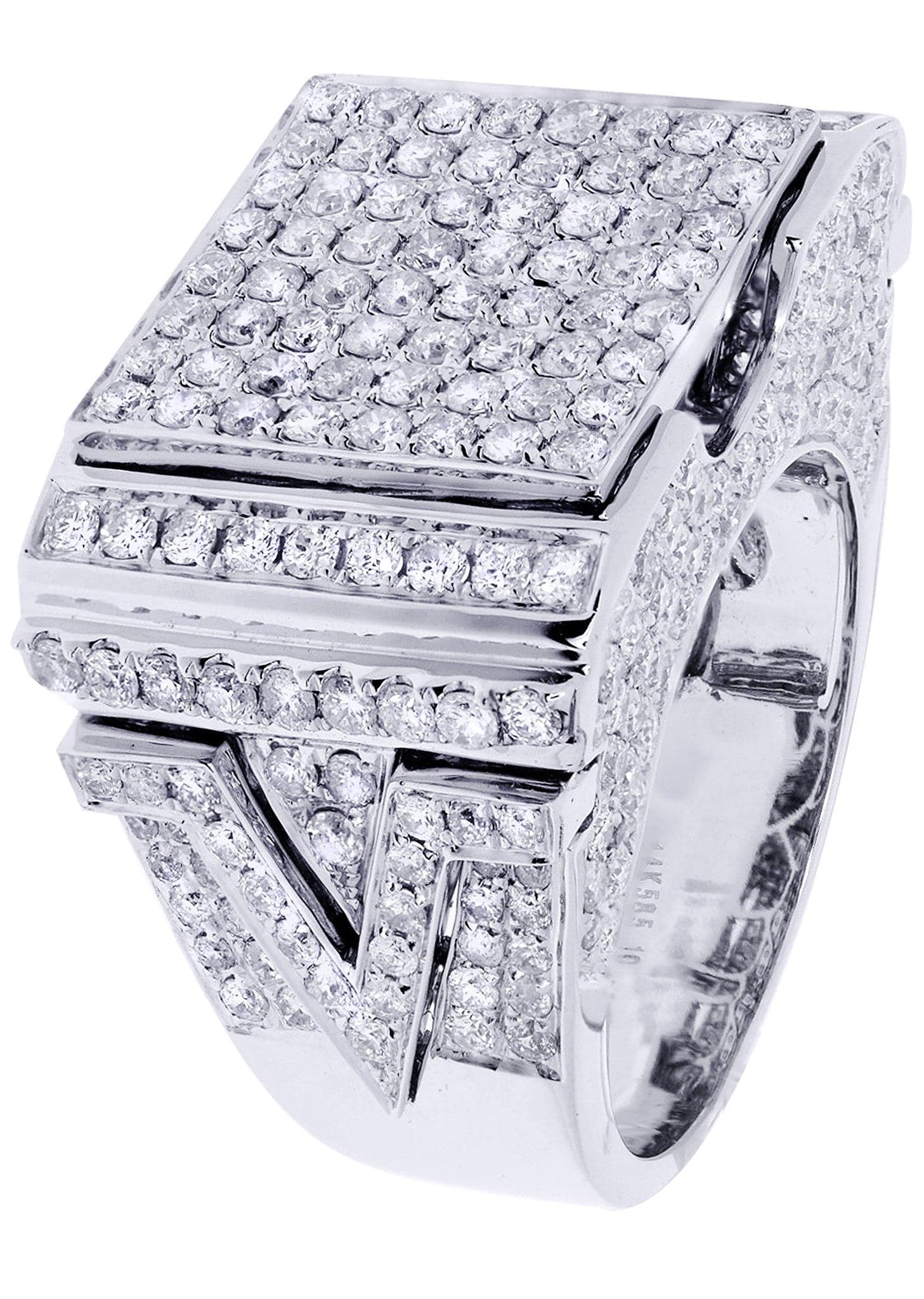 White Gold Mens Diamond Ring| 5.23 Carats| 19.18 Grams - Image 2