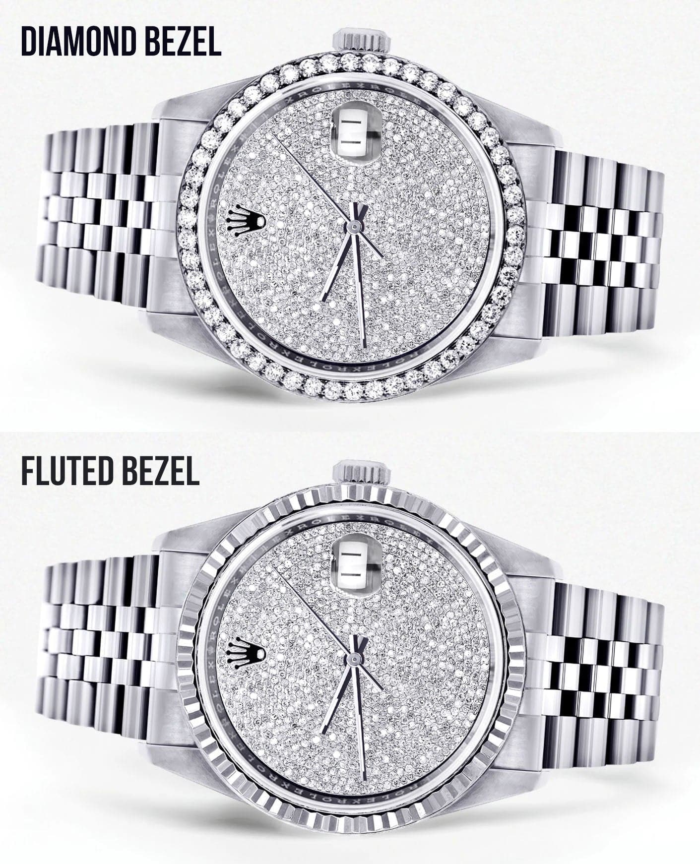 Mens Diamond Rolex Datejust Watch 16200  | 36MM | Fully Iced Out Diamond Dial | Jubilee Band - Image 2