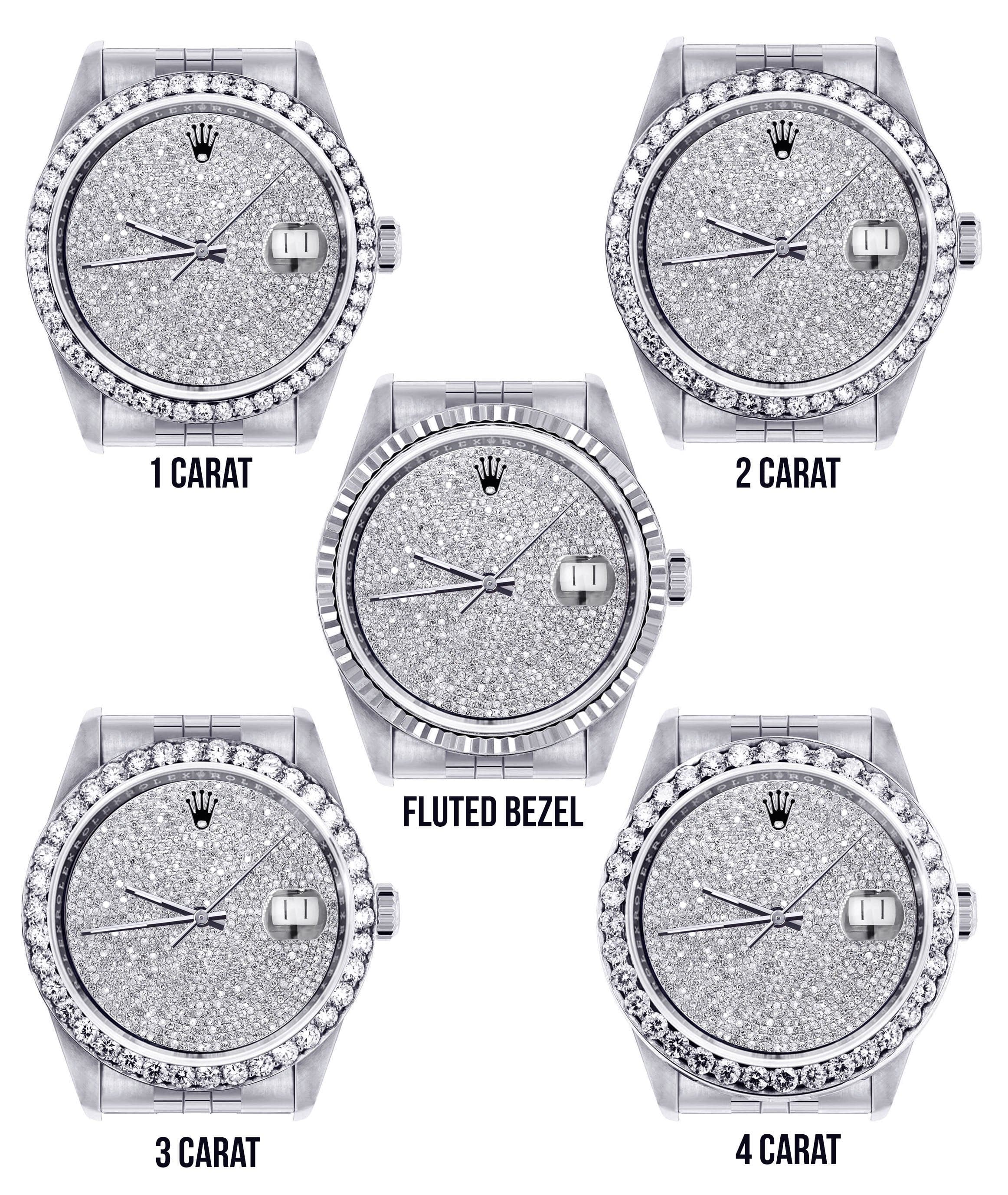 Mens Diamond Rolex Datejust Watch 16200  | 36MM | Fully Iced Out Diamond Dial | Jubilee Band - Image 3