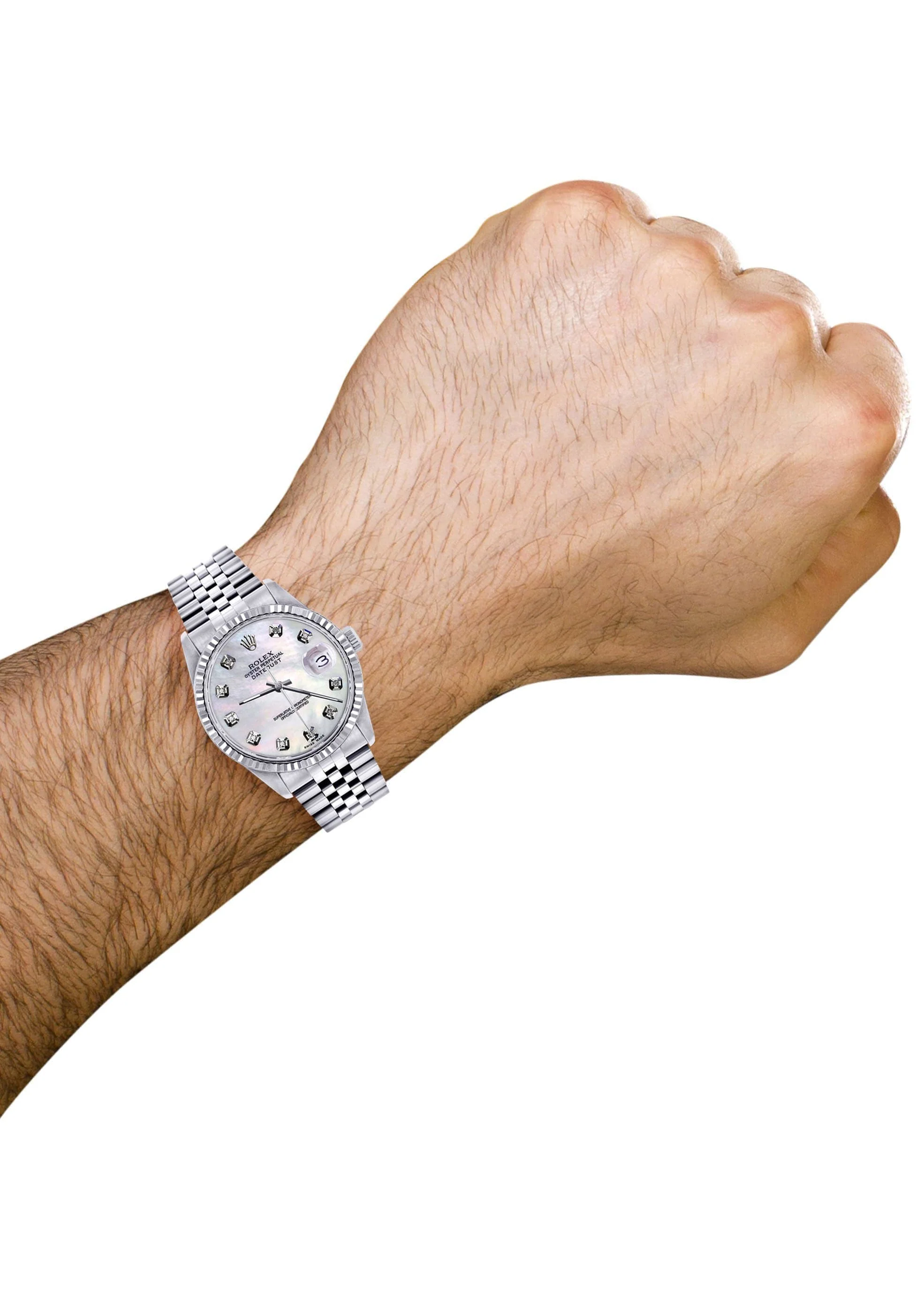 Mens Rolex Datejust Watch 16200 | Fluted Bezel | 36Mm | Mother of Pearl Dial | Jubilee Band - Image 3