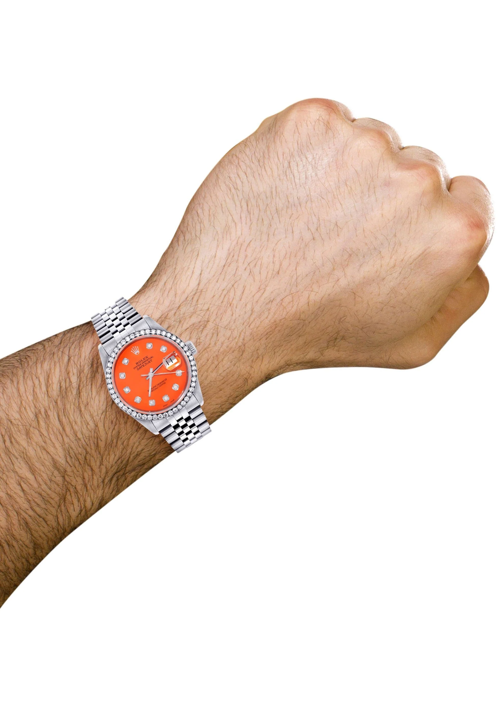 Mens Rolex Datejust  Watch 16200 | 36Mm | Orange Dial | Jubilee Band - Image 4