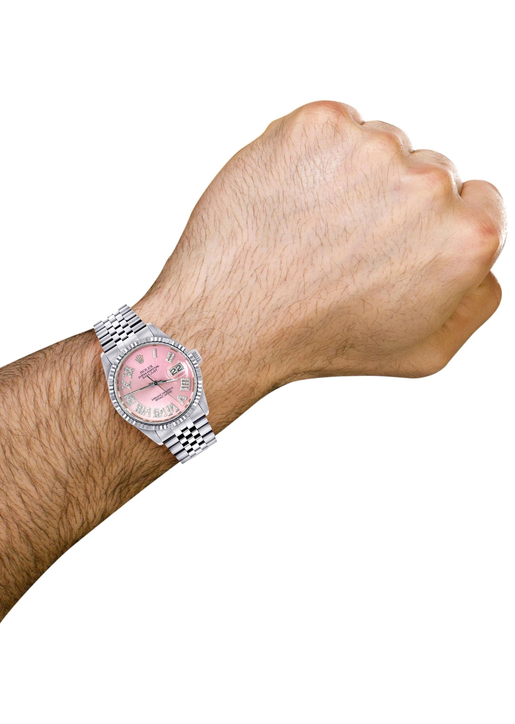 Mens Rolex Datejust Watch 16200 | Fluted Bezel | 36Mm | Pink Roman Numeral Dial | Jubilee Band - Image 3