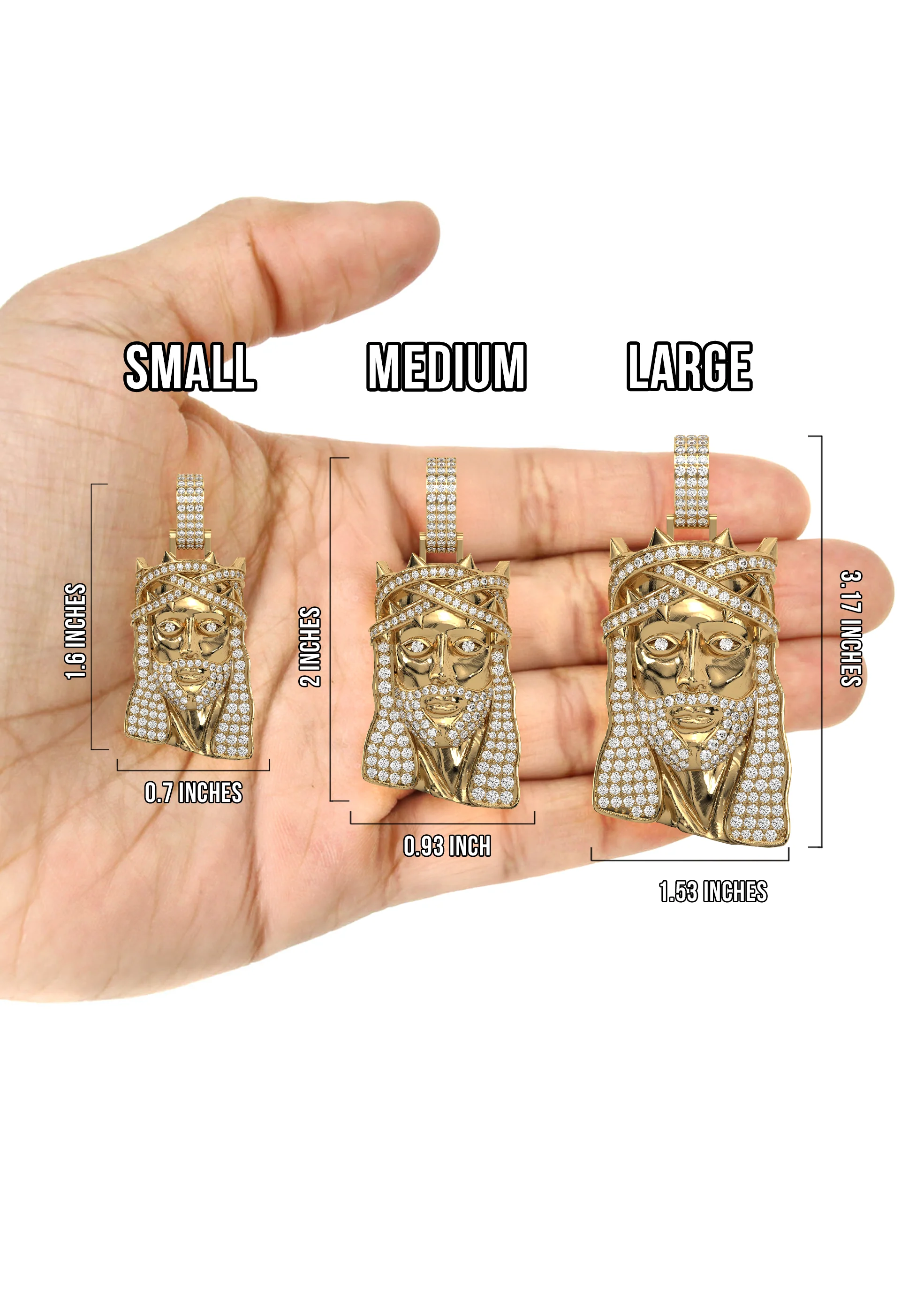 Men's Yellow Gold VVS Lab Grown Diamond Customizable Jesus Necklace Pendant - Image 5