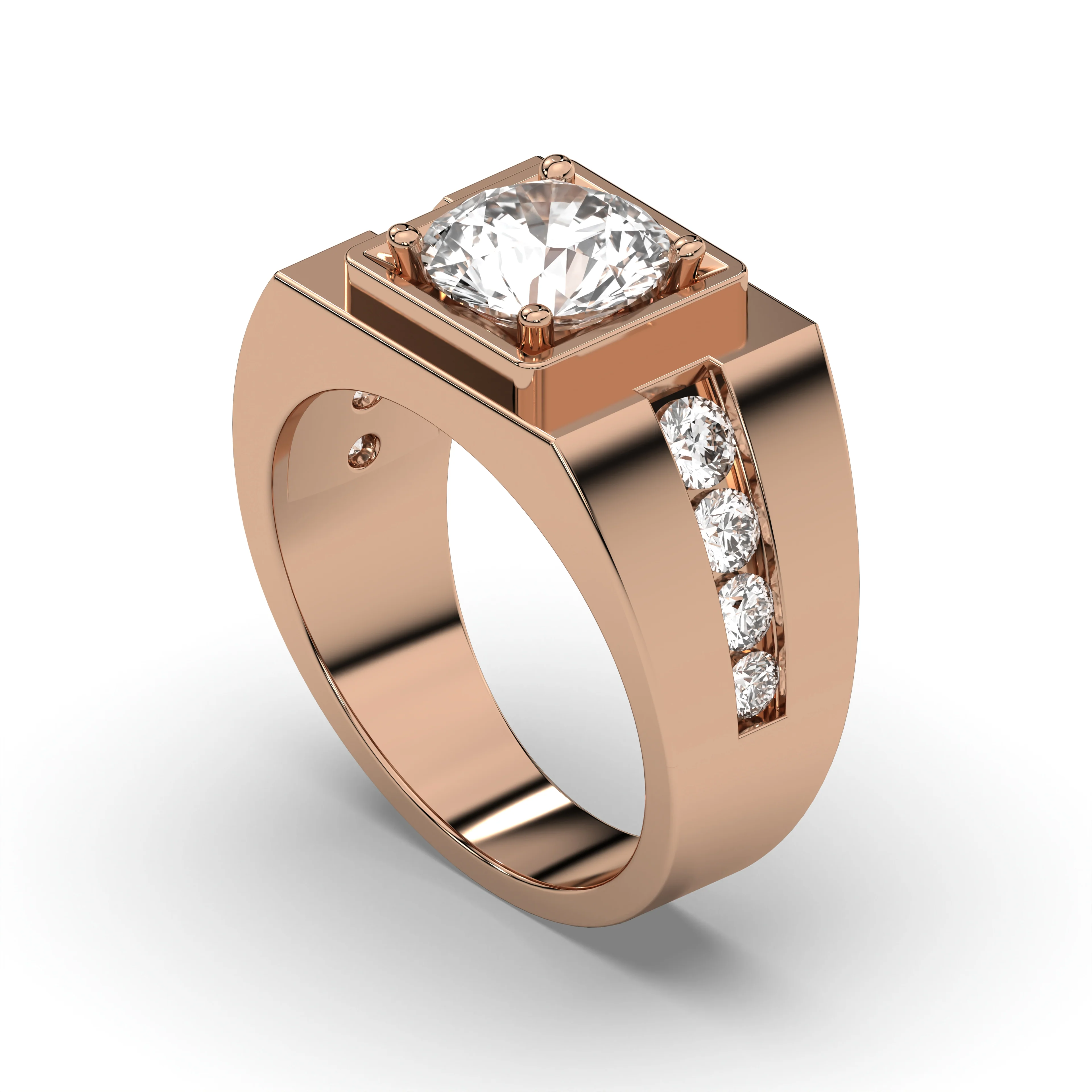 Men's Jewelry - Men's VVS Lab Diamond Round Engagement Ring | Rose Gold - Image 4