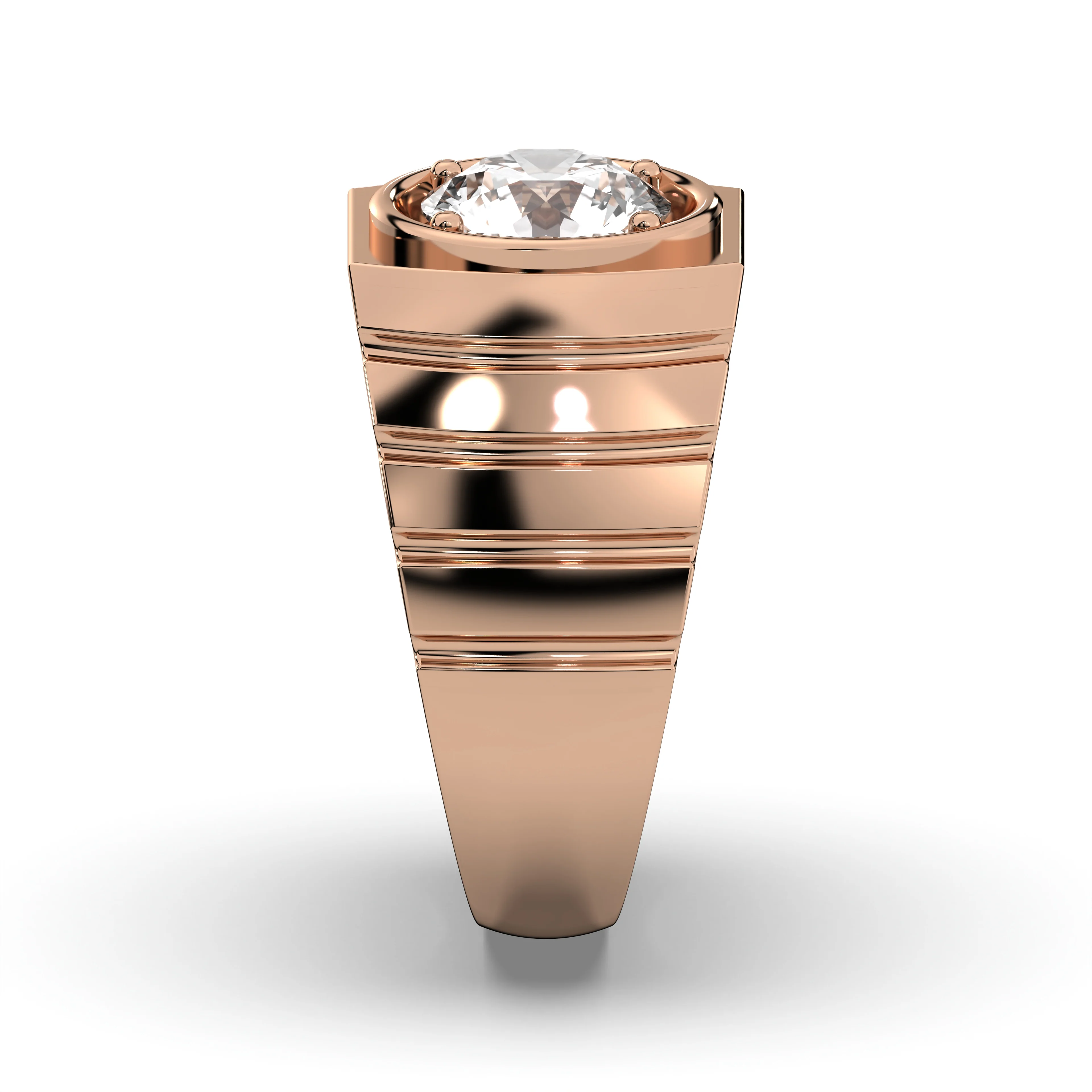 Men's Jewelry - Men's VVS Lab Diamond Round Brilliant Cut Solitaire Engagement Ring | Rose Gold - Image 3