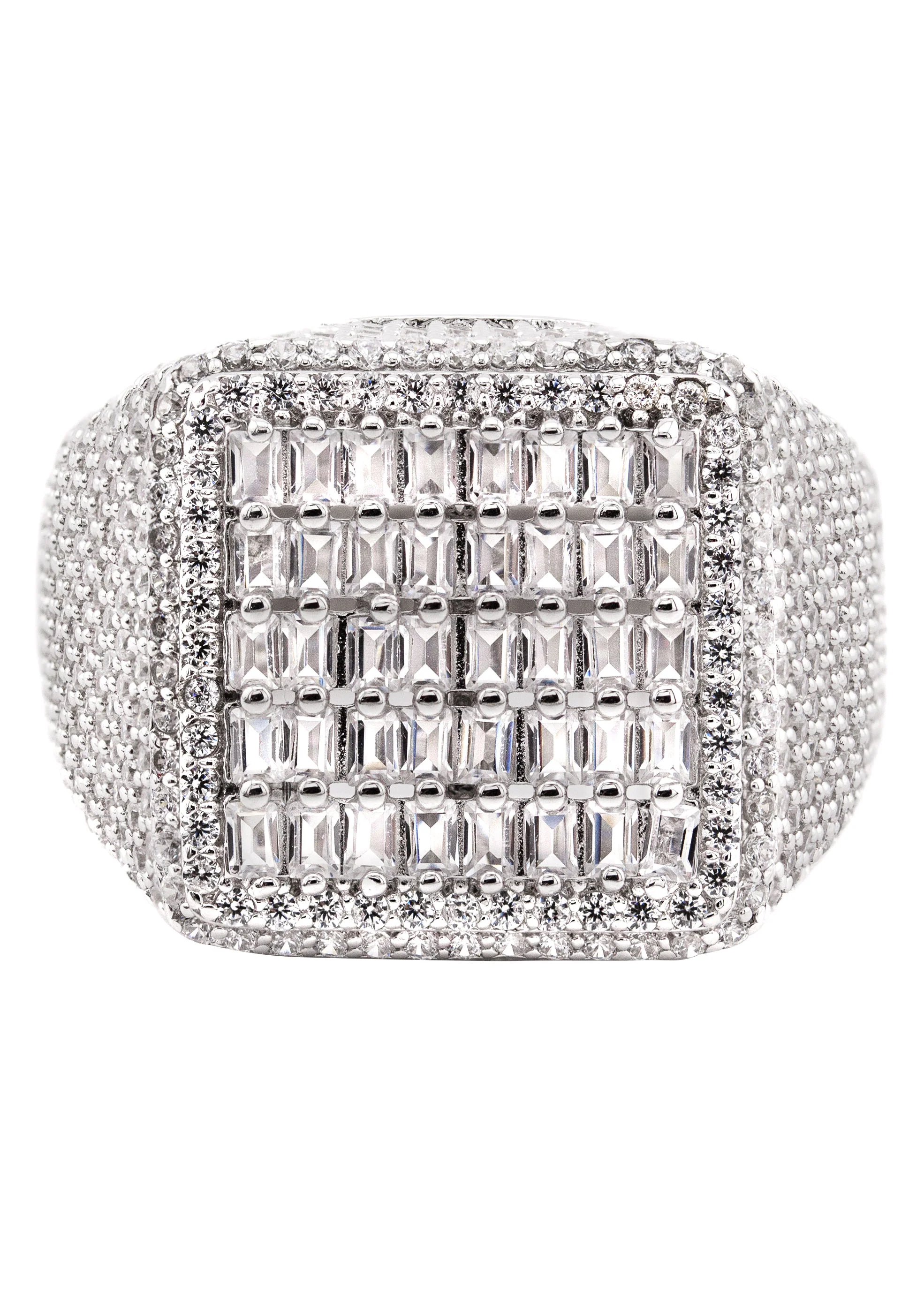 Mens Silver Baguette Ring | Appx 10 Grams