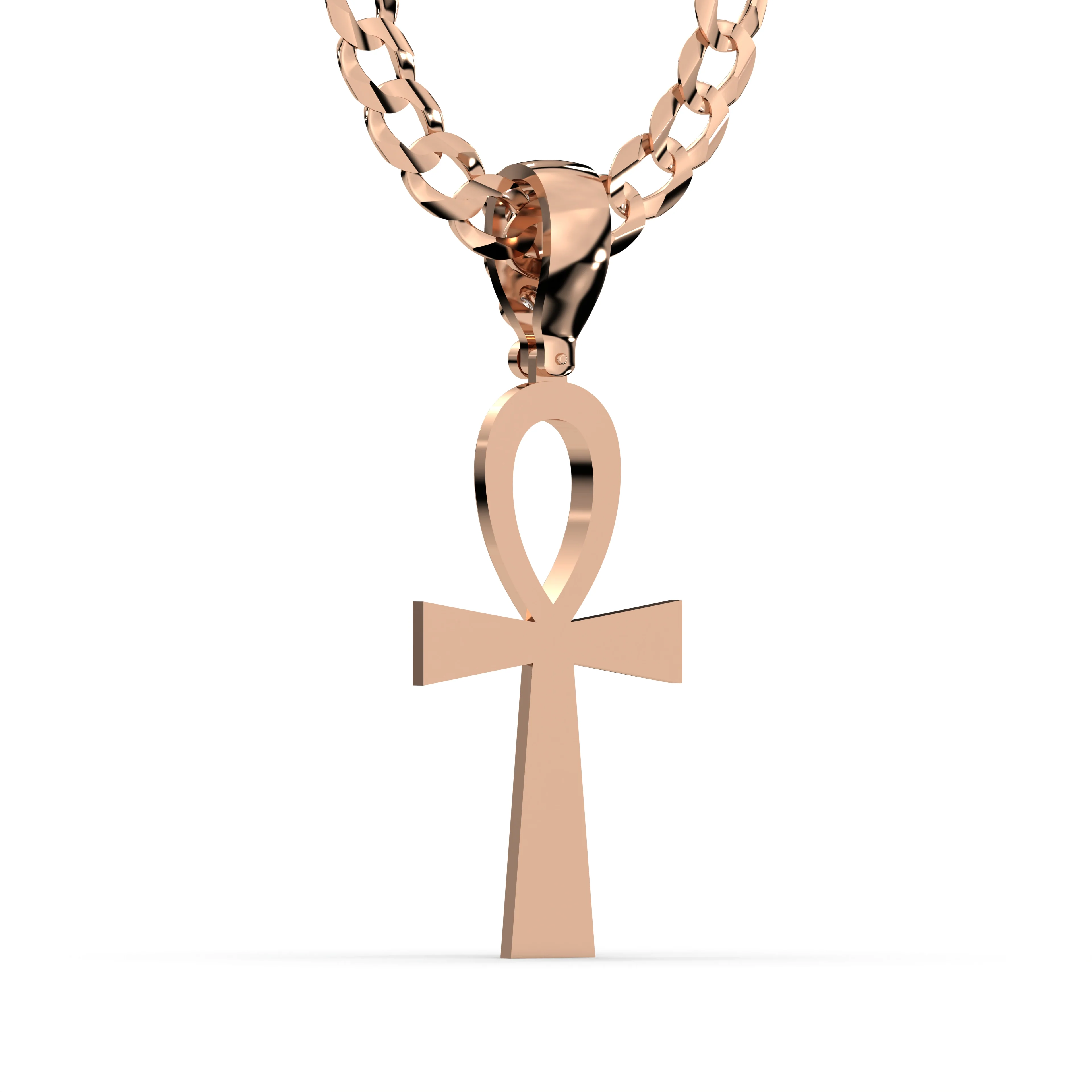 Men's VVS Lab Diamond Customizable Rose Gold Ankh Necklace Pendant - Image 4